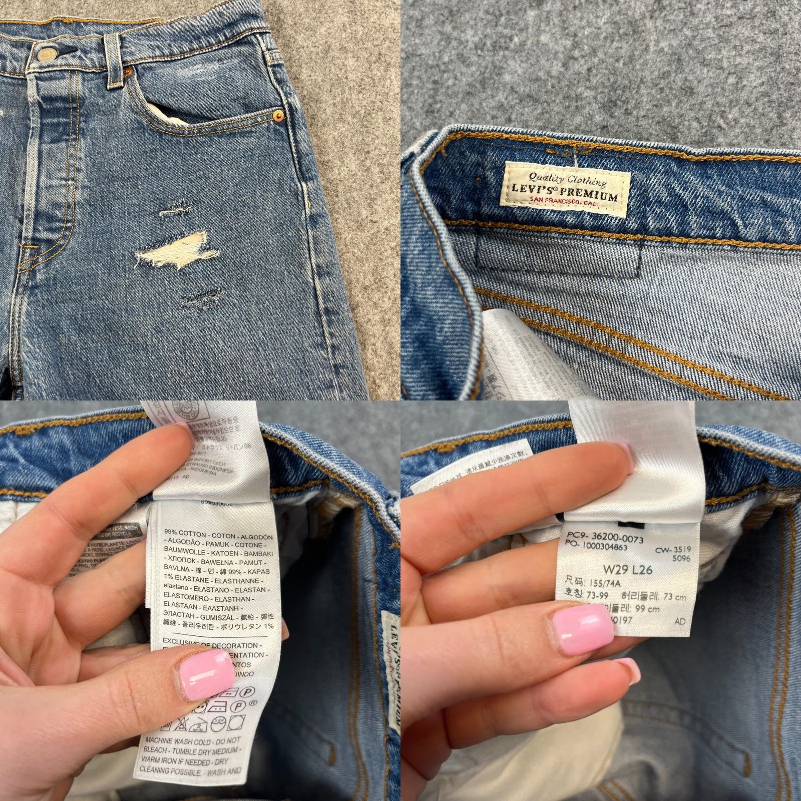 Levi's Levi's 501 Womens Denim Shorts W29 UK 10 Blue Distressed Premium Big E Cut Offs Jeans Shorts Casual 5-Pocket Womens Medium Blue 90s? Size 32" / US 10 / IT 46 - 8 Thumbnail