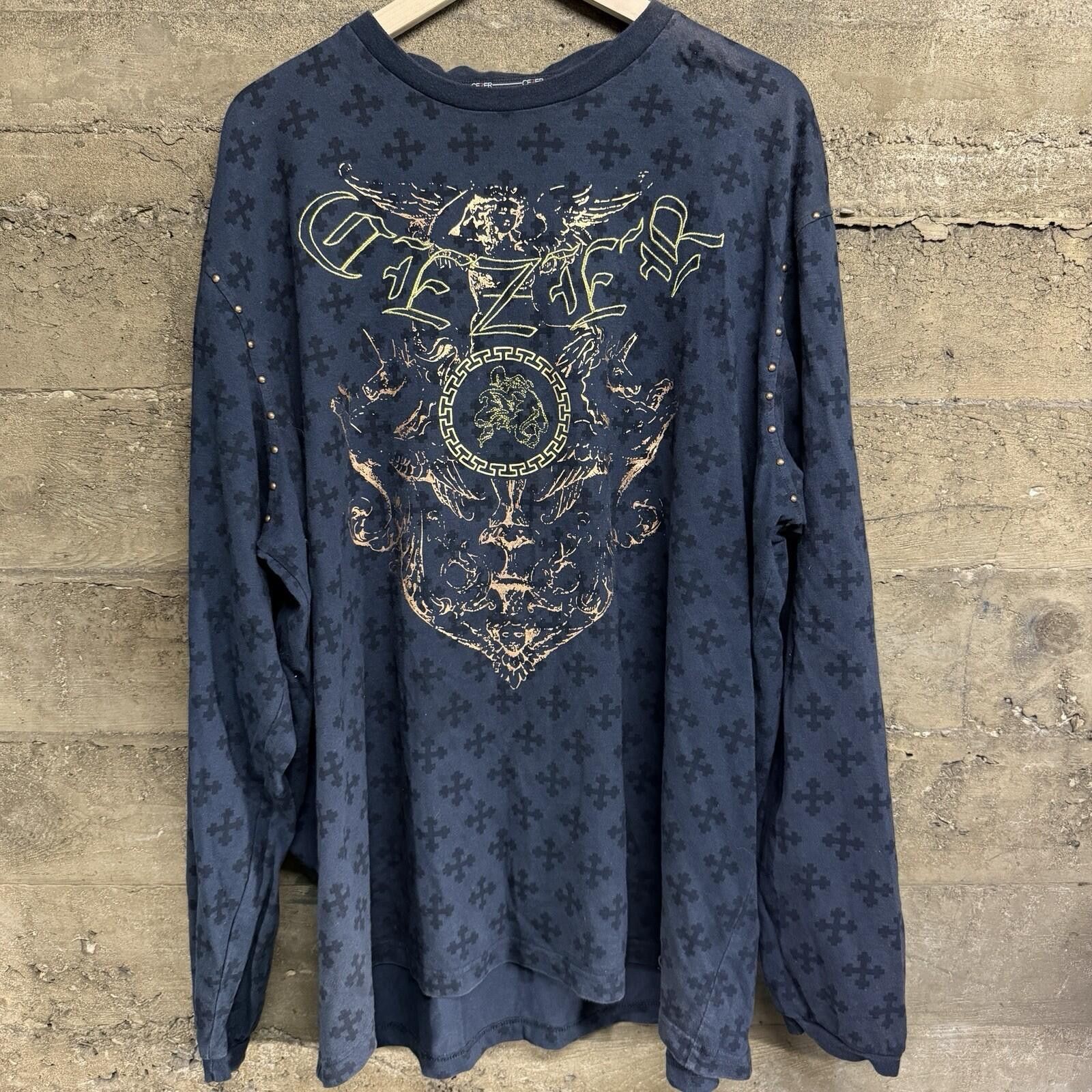 Cedarwood State CEZER Jewelius Y2K Long Sleeve Shirt 3XL Graphic Studded Size US XXL / EU 58 / 5 - 1 Thumbnail