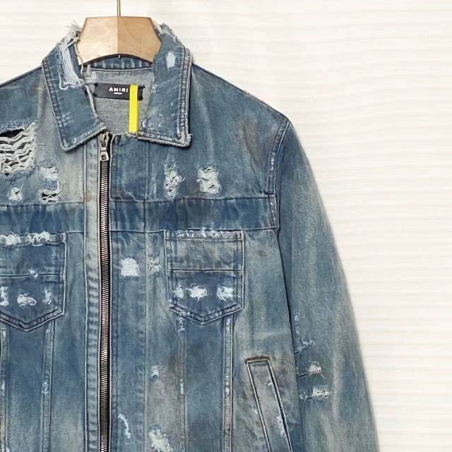 Amiri Amiri Original Year Oily Stain Destroyed Zip-Up Denim Jack Size US M / EU 48-50 / 2 - 3 Thumbnail