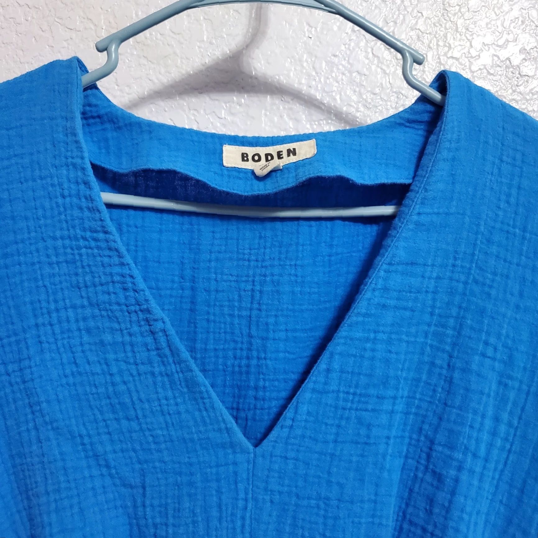 Boden VINTAGE Boden Maxi Dress Women 14R Blue Cotton Gauze Tiered Short Sleeve Pockets Boho Bohemian Cottagecore A-Line Maxi Womens 14 Blue Size 36" / US 14 / IT 50 - 4 Thumbnail