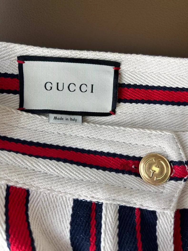 Gucci GucciStriped vintage gold buckle denim skirt 2503-Nextarrow Size 26" / US 2 / IT 38 - 3 Thumbnail