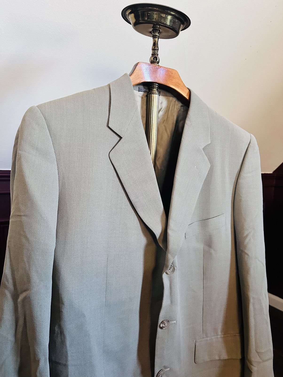 Corneliani SILK/VIRGIN WOOL knit gray/green jacket Italy Size 44R - 2 Thumbnail