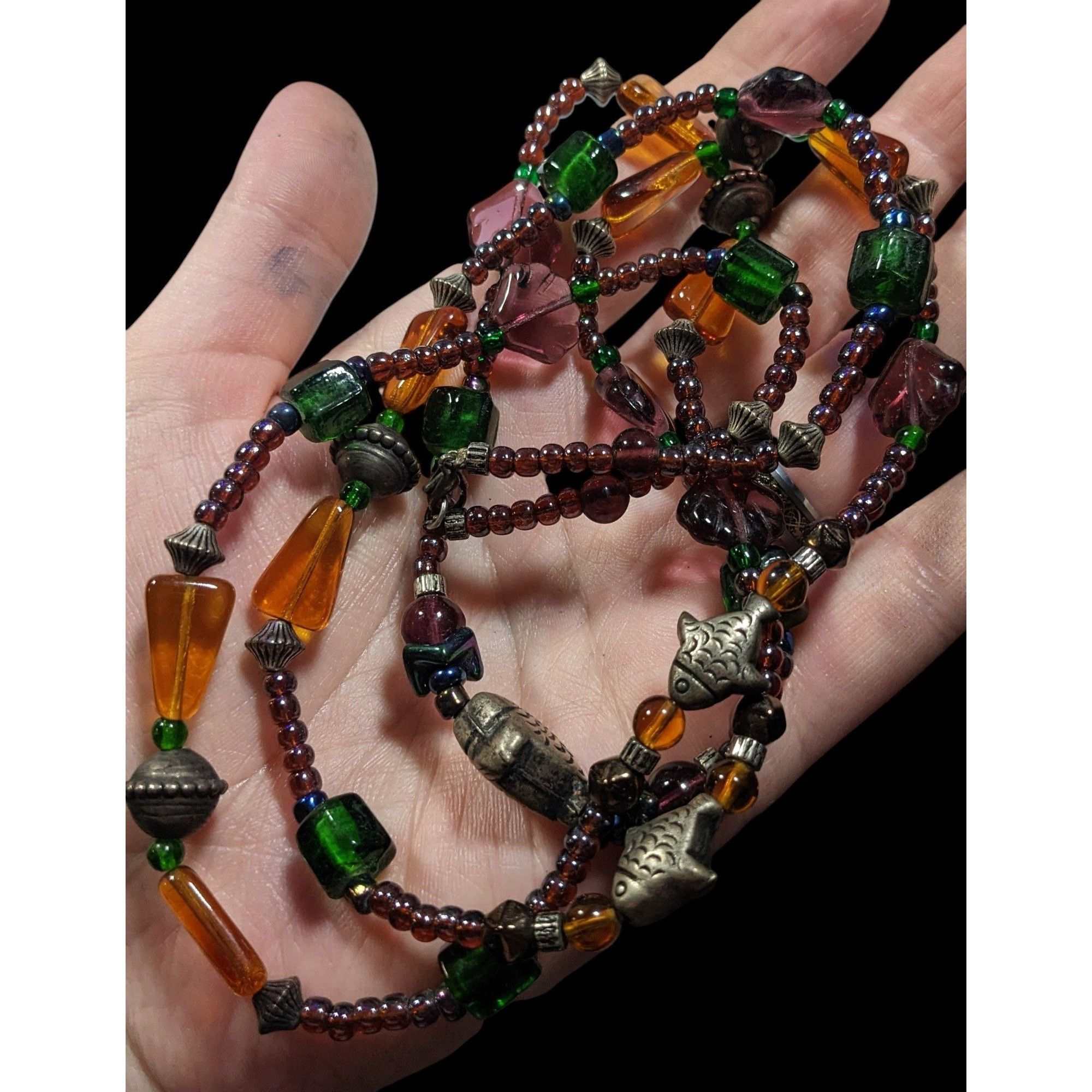 Other Handmade Glass Beaded Fish Charm Necklace Size ONE SIZE - 4 Thumbnail