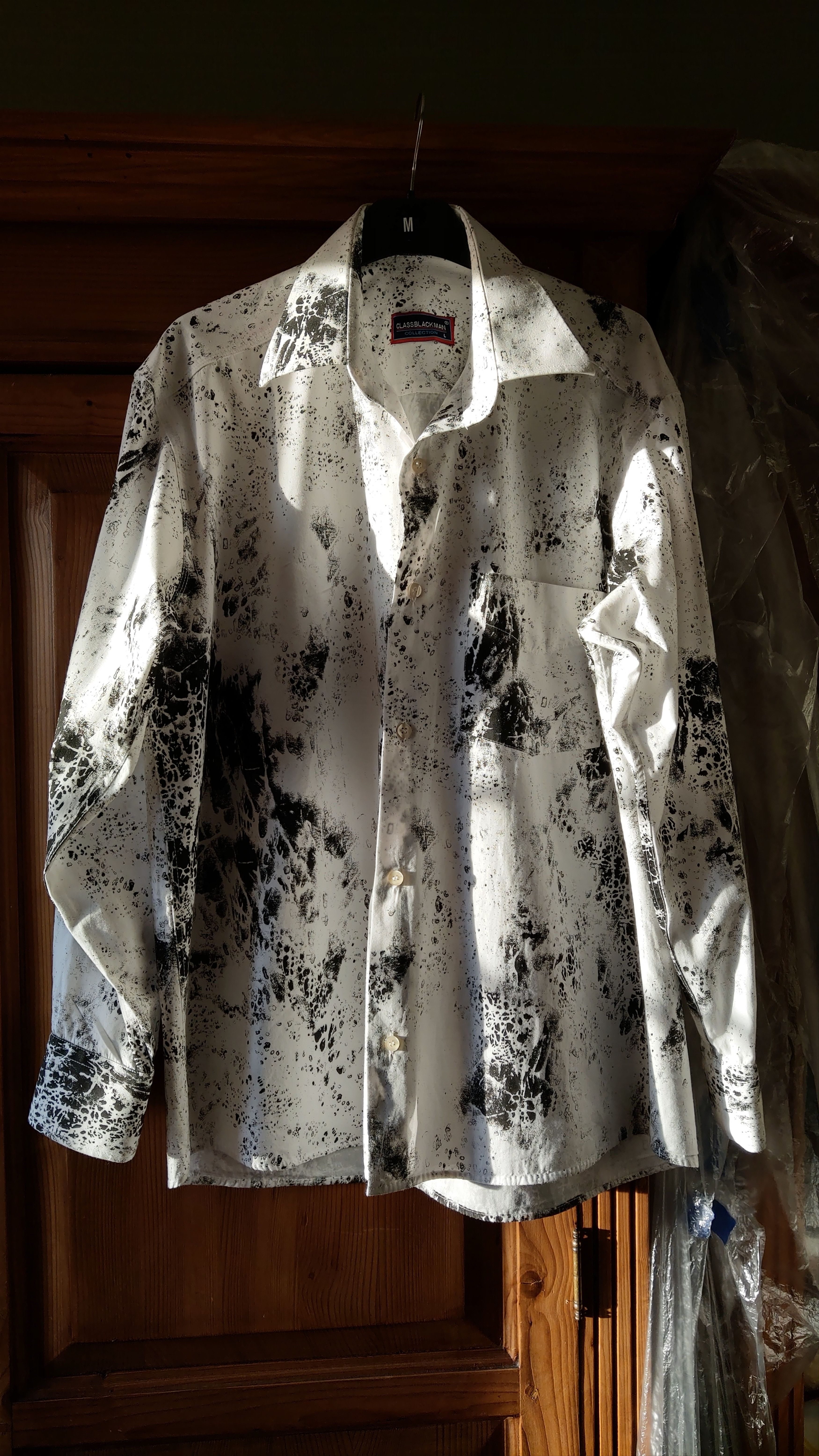 Vintage Asymmetric Drawing Shirt Overprint Goth Noir Button Up L Size US L / EU 52-54 / 3 - 8 Thumbnail