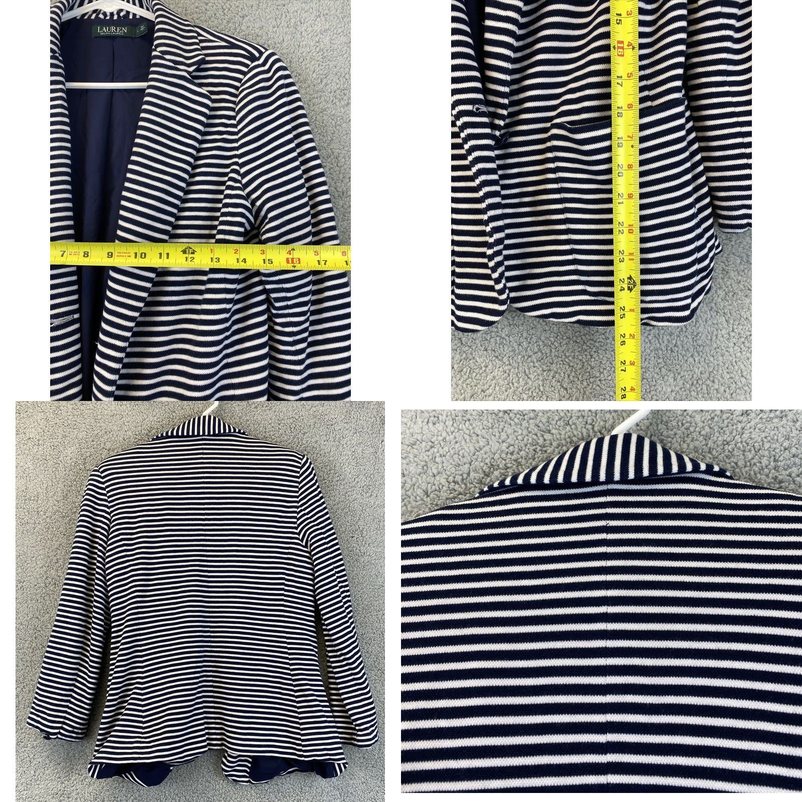 Ralph Lauren Ralph Lauren Blazer Jacket Women L Striped Button Lined 3/4 Sleeve Black White Peter Pan Collar Size L / US 10 / IT 46 - 8 Thumbnail