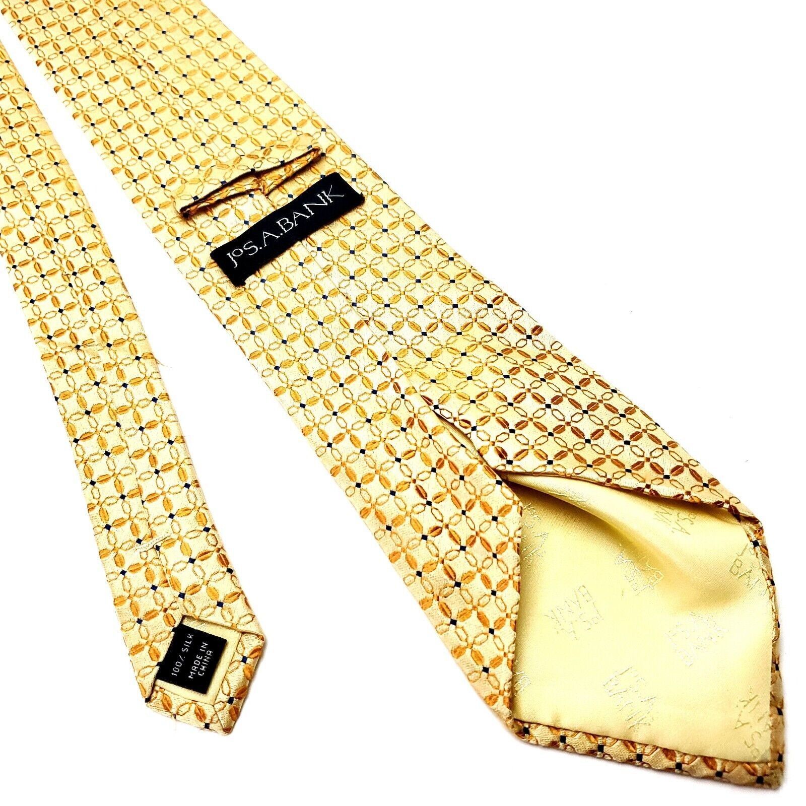 Jos. A. Bank Jos A Bank Yellow Silk Tie Woven Geometric Size ONE SIZE - 3 Thumbnail