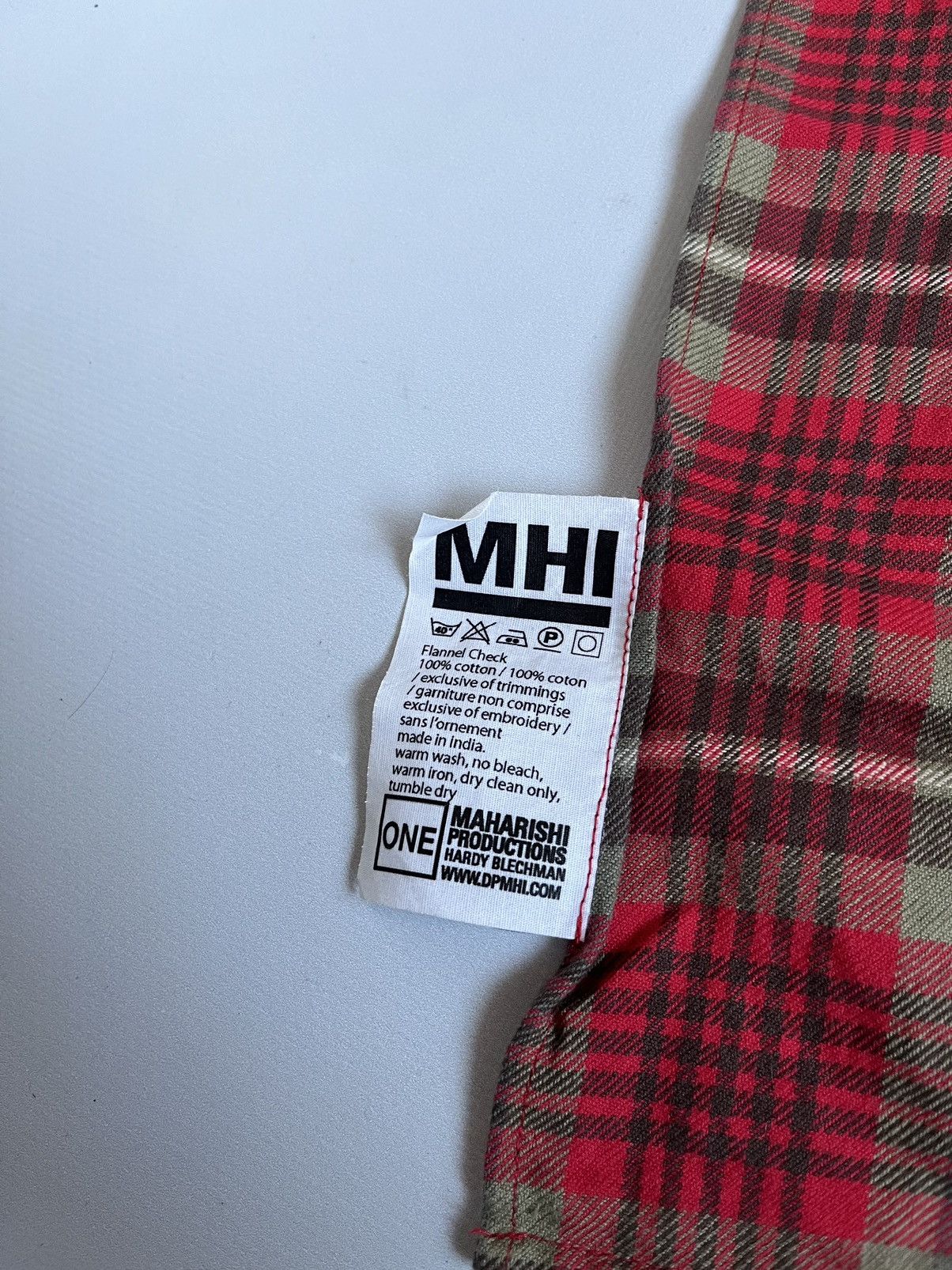 Designer × Japanese Brand × Maharishi Maharishi Unisex Red Plaid Cotton Scarf Size ONE SIZE - 4 Thumbnail