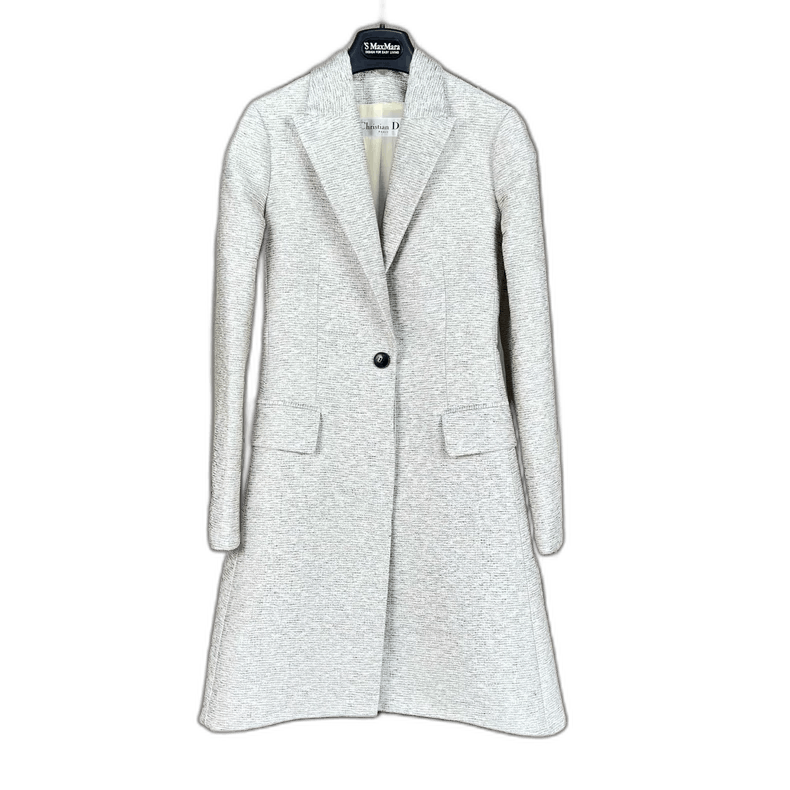 Dior Dior Silver Gray Wool Coat-2506 Size US XXS / EU 40 - 1 Thumbnail
