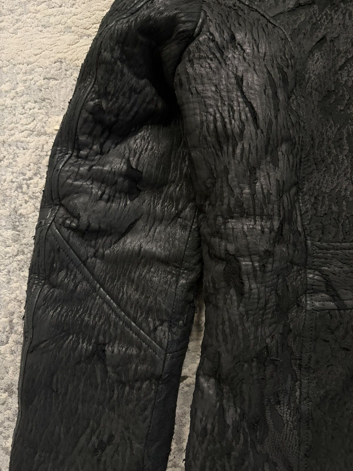 Obelisk Blistered Leather Fur Hood Jacket Size US L / EU 52-54 / 3 - 11 Thumbnail