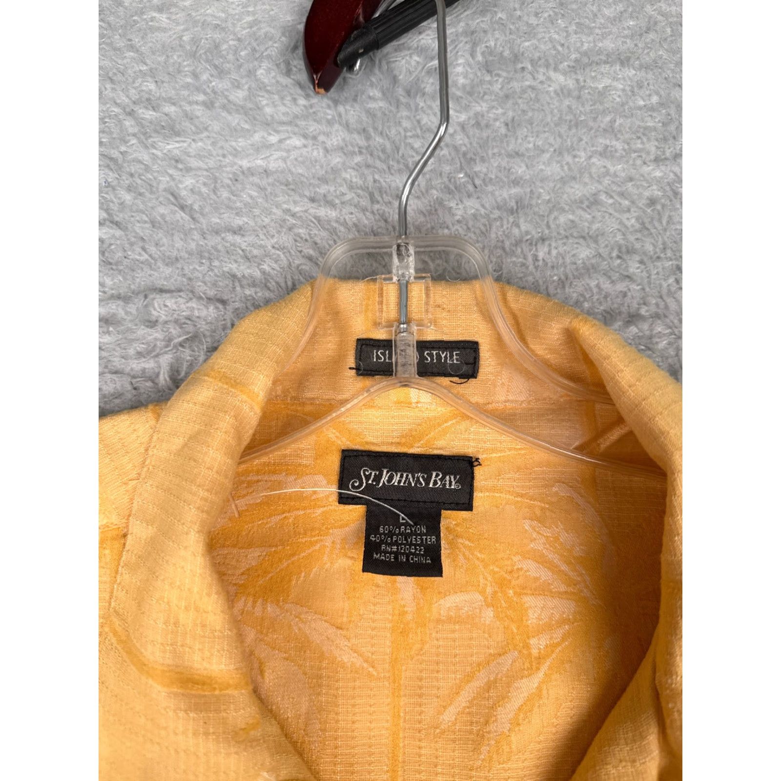 Vintage St. John's Bay Shirt Men Large Orange Palm Tree Hawaiian Rayon Blend Embroidered Button-Up Size US L / EU 52-54 / 3 - 7 Thumbnail