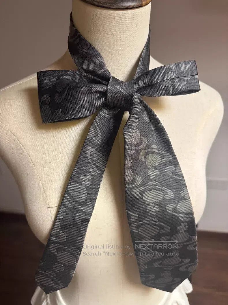 Vivienne Westwood Vivienne Westwood Black Saturn Printed Tie Ribbon Size ONE SIZE - 1 Thumbnail