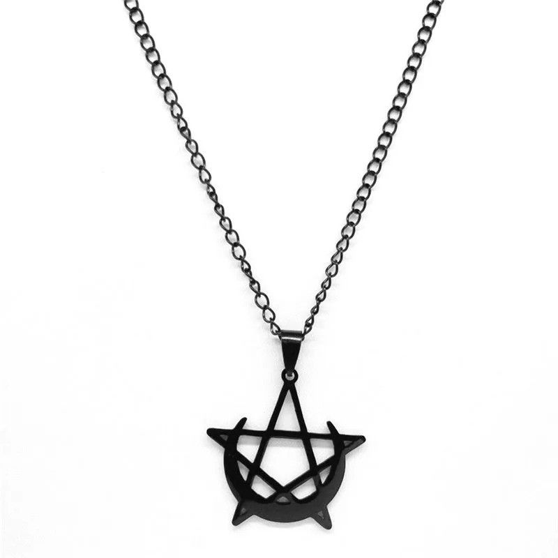 Jewelry Gothic Moon Stainless Steel Pendant Necklace Size ONE SIZE - 3 Thumbnail