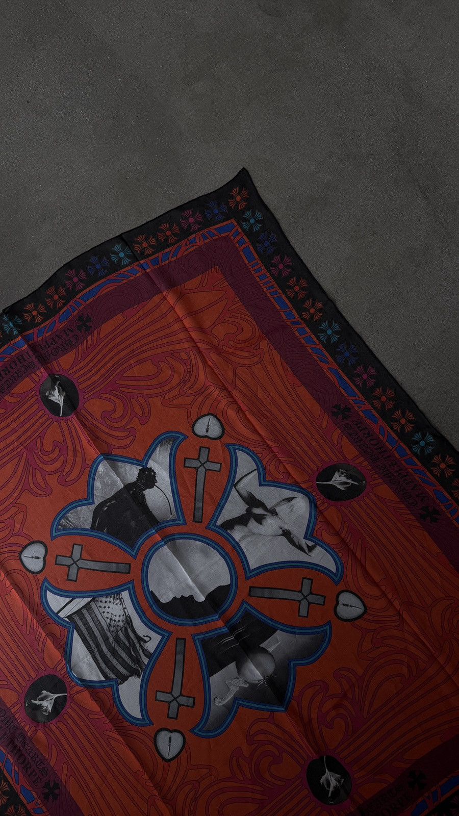 Chrome Hearts Chrome Hearts Mapplethorpe Multi-Color Cross Red Silk Scarf Size ONE SIZE - 4 Thumbnail