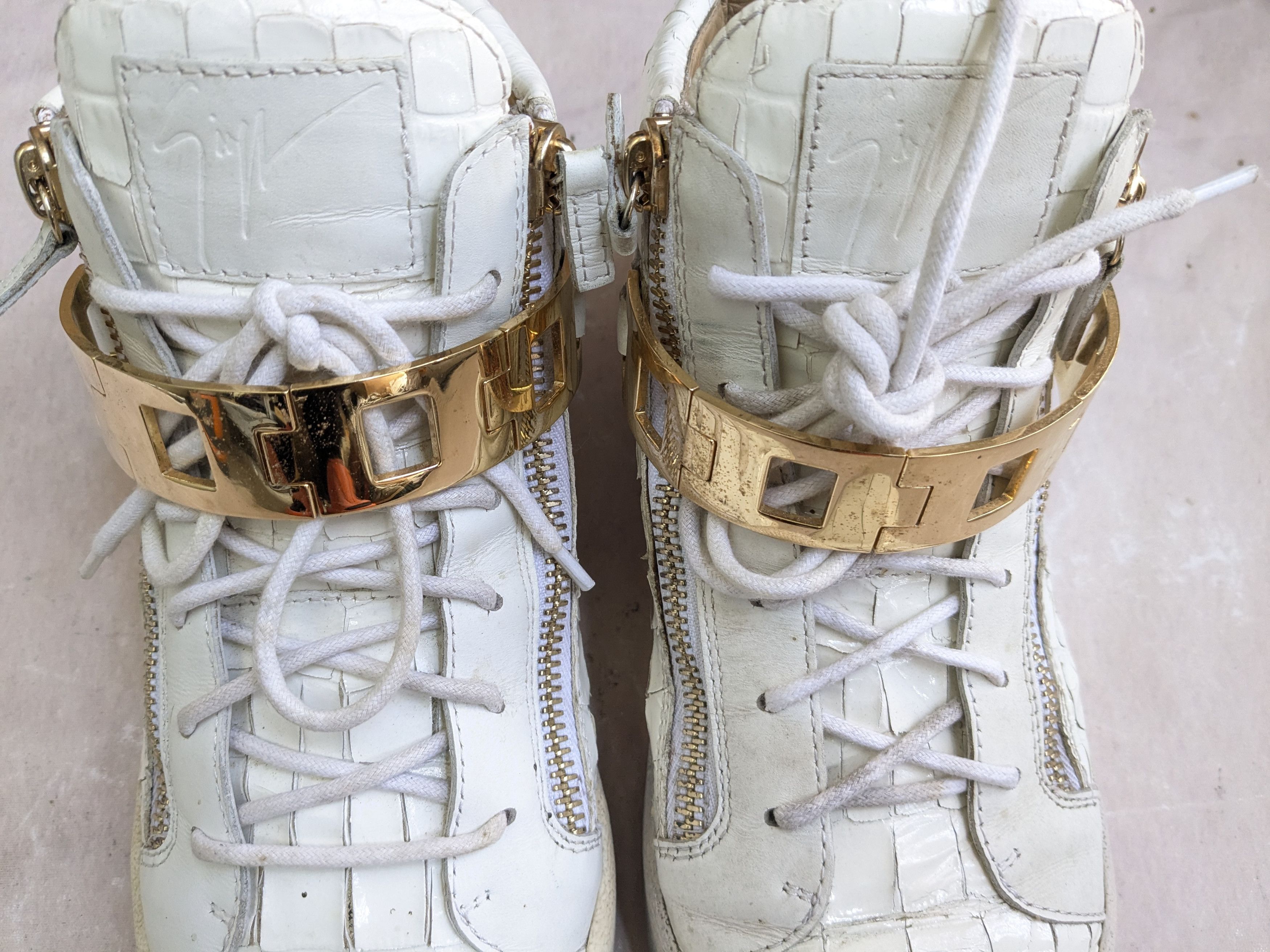 Giuseppe Zanotti Giuseppe Zanotti Sneakers White Gold 11 44 High Tops Leather Size US 11 / EU 44 - 4 Thumbnail