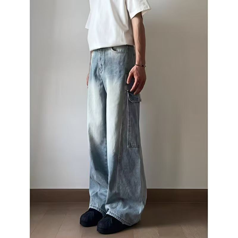 Japanese Brand × Jean Light blue washed vintage distressed cargo jeans y2k Size US 32 / EU 48 - 3 Thumbnail