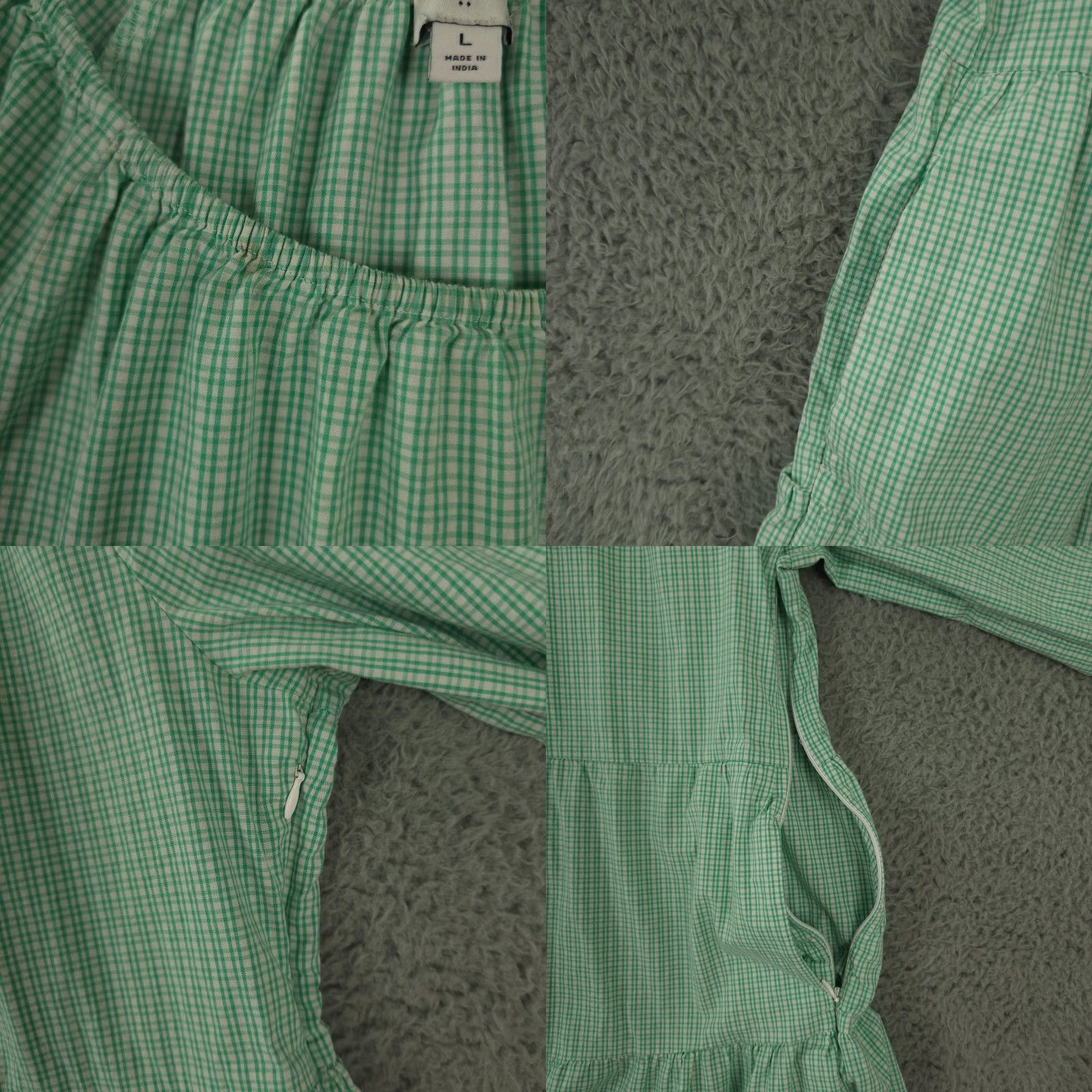 J.Crew J.CREW Dress Womens Large Green Gingham Cotton Blend Poplin Raglan Tiered Mini Dress Size L / US 10 / IT 46 - 8 Thumbnail