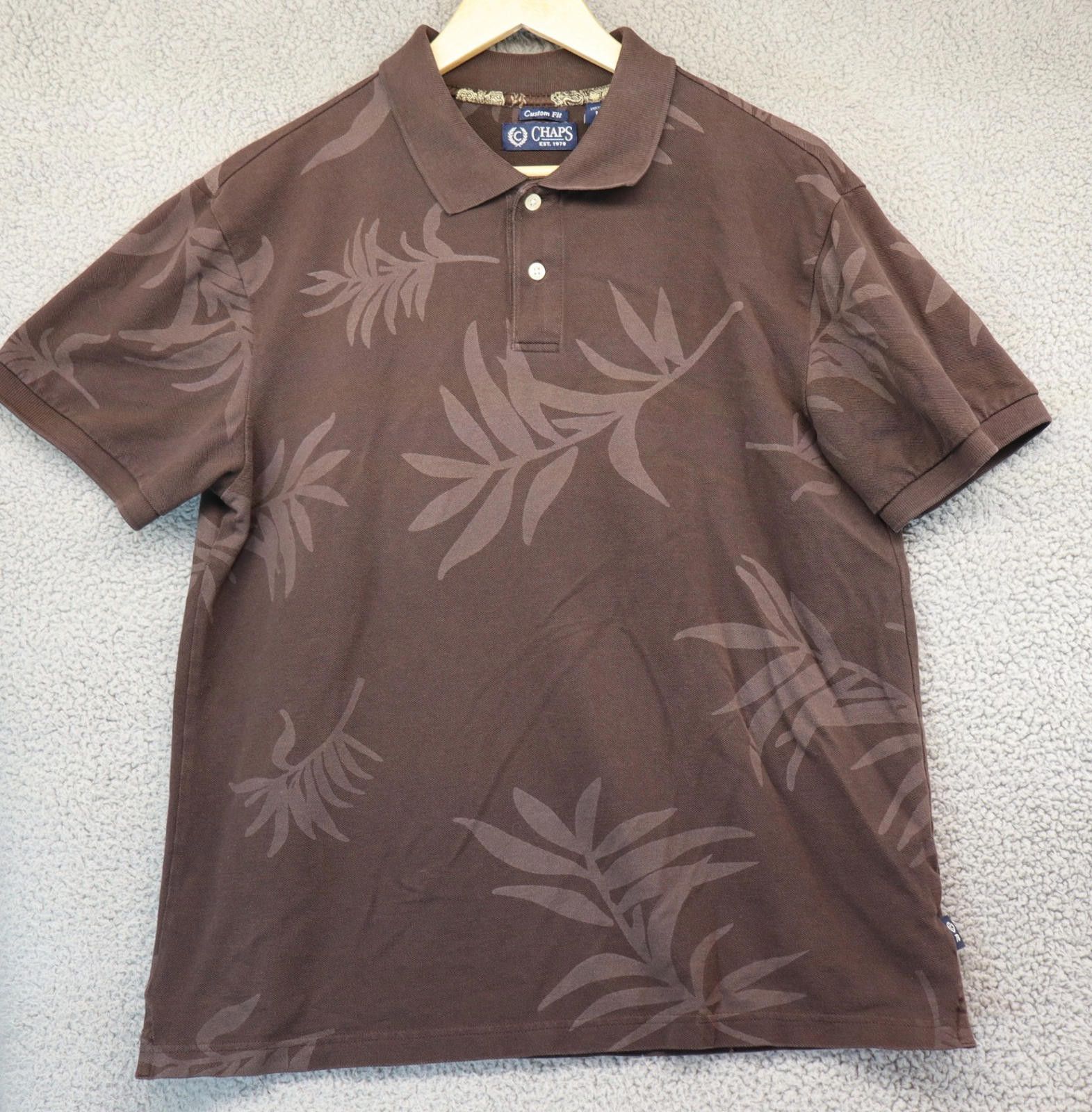 Chaps Vtg Chaps Polo Shirt Large Floral Brown Cotton y2k 78 Size US L / EU 52-54 / 3 - 1 Thumbnail
