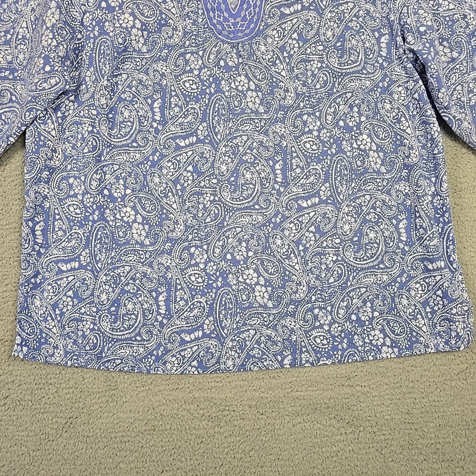 Other Carole Little Blue/White 3/4 Sleeve Linen Blend Shirt Sz 1X Size XL / US 12-14 / IT 48-50 - 7 Thumbnail