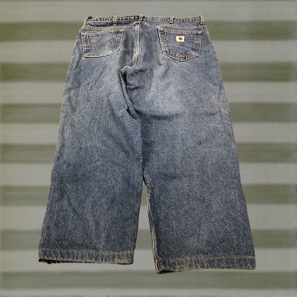 Carhartt VINTAGE Carhartt Jeans 42x27 Relaxed Denim Blue USA Lined Pockets US-Made Mens DST B21 DST Straight Flannel Size US 42 / EU 58 - 1 Thumbnail