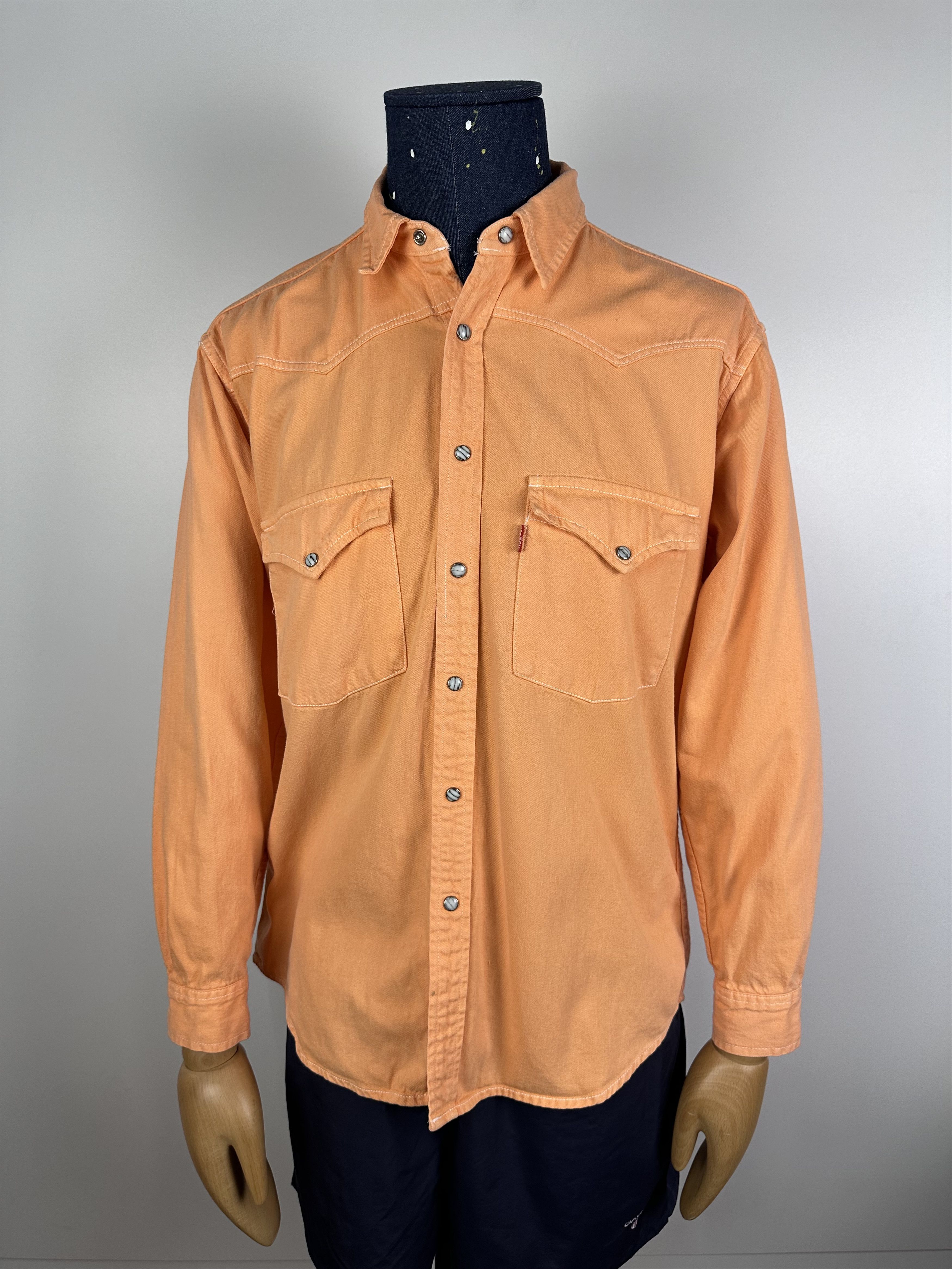 Levi's × Vintage Vintage Levi's Denim Shirt Button Down Orange Men's Size M Size US M / EU 48-50 / 2 - 2 Thumbnail