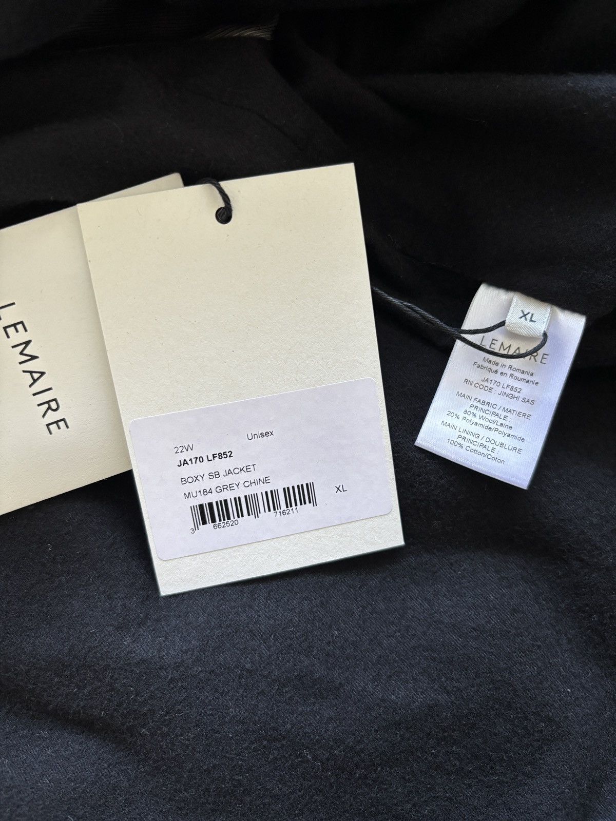Lemaire Boxy SB jacket, grey felted wool Size US XL / EU 56 / 4 - 6 Thumbnail