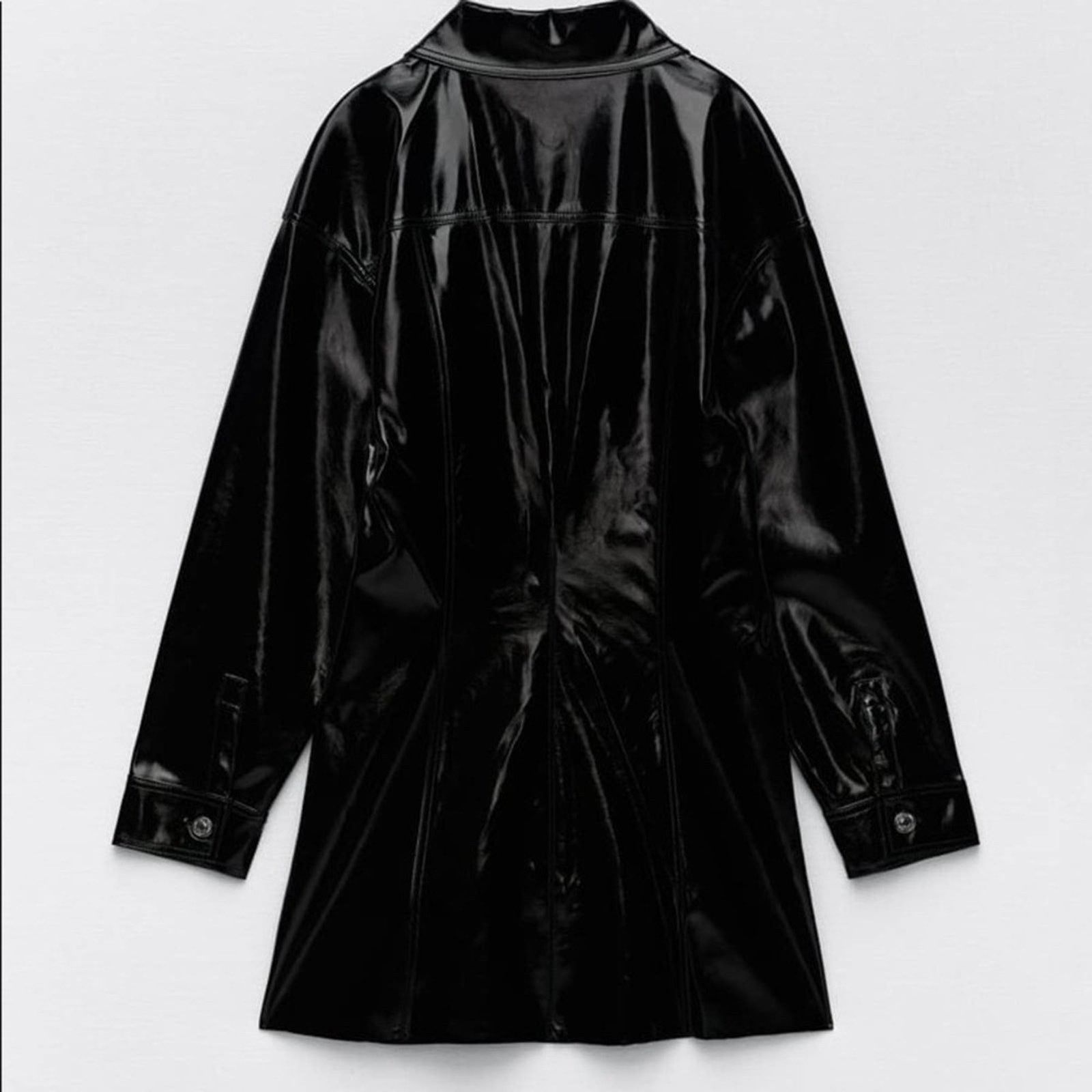 Zara ZARA BLOGGER FAVORITE FAUX LEATHER DRESS BLACK Size S / US 4 / IT 40 - 15 Thumbnail