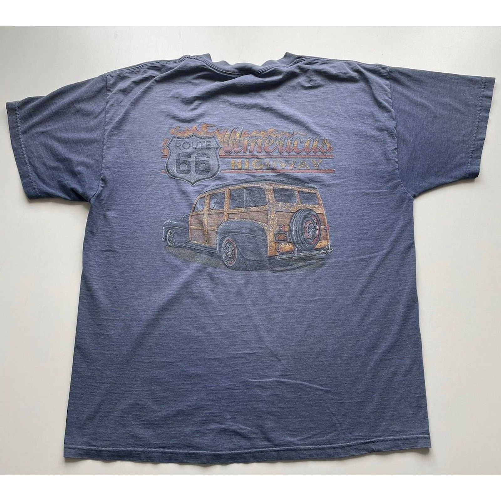 Vintage Vintage 90s Route 66 American Car Art T Shirt XL Faded Rare Size US XL / EU 56 / 4 - 1 Thumbnail