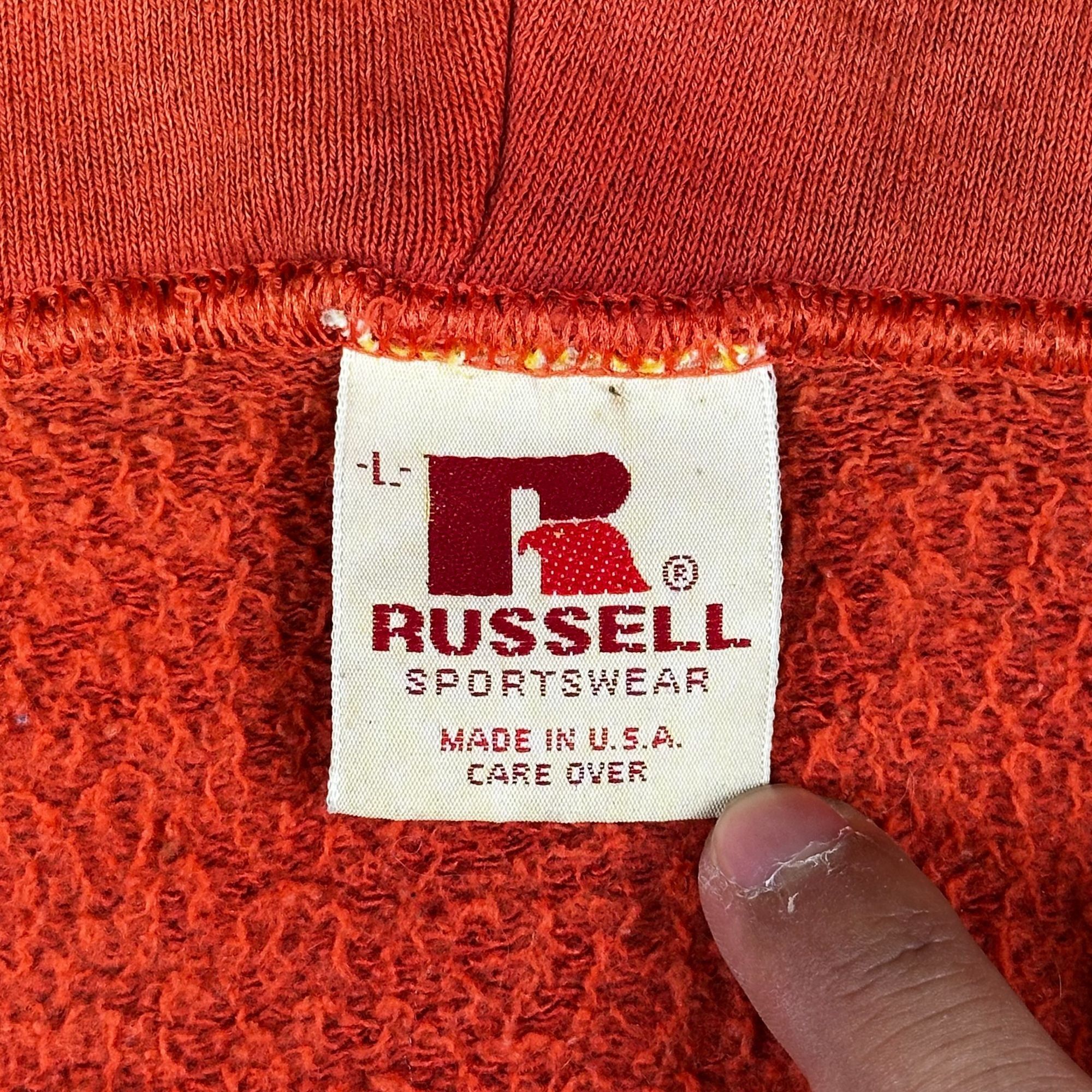 Russell Athletic Vintage Orange 70's Russell Athletic Zip-Up Hoodie Size US L / EU 52-54 / 3 - 3 Thumbnail