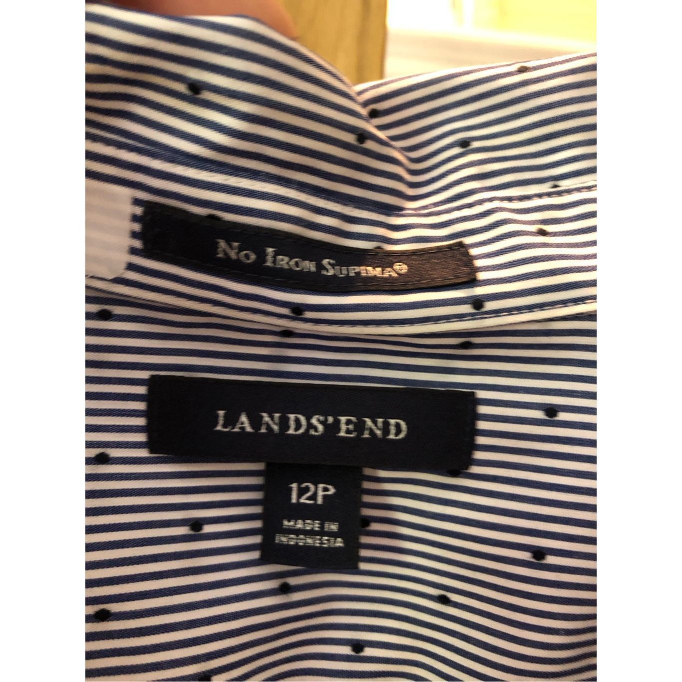 Lands' End Lands End Women’s Blue Striped Collared Button Up Long Sleev Size XL / US 12-14 / IT 48-50 - 5 Thumbnail