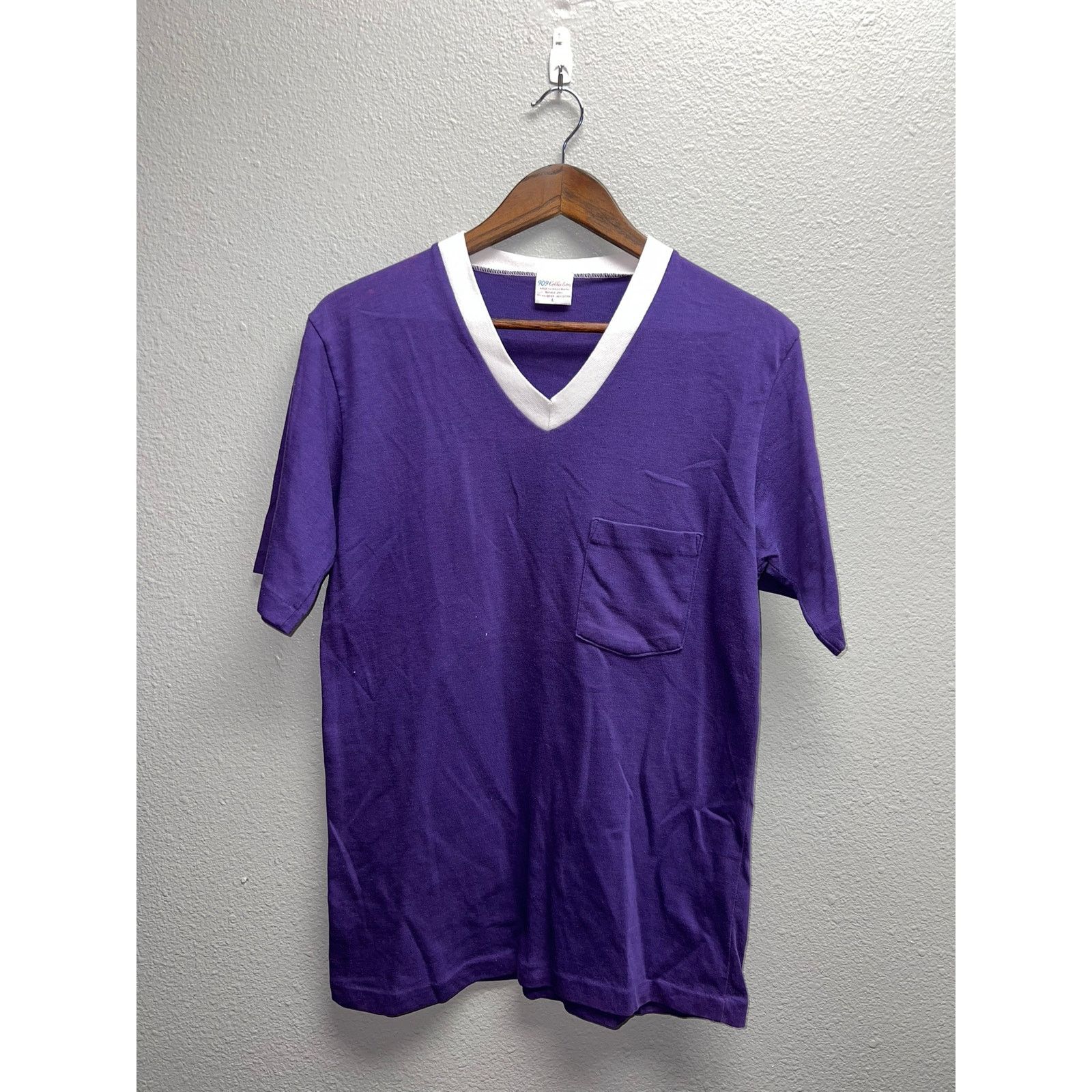 Vintage 90s Vintage 909 Collection Purple White Blank Shirt VTG L Size US L / EU 52-54 / 3 - 1 Thumbnail