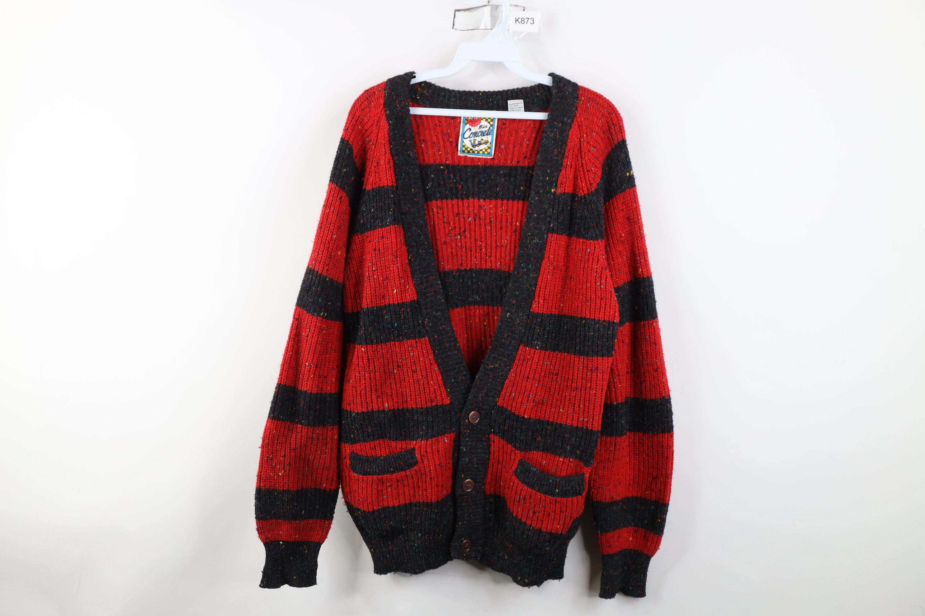 Vintage Vintage 90s Streetwear Rainbow Ribbed Knit Cardigan Sweater Size US M / EU 48-50 / 2 - 1 Thumbnail
