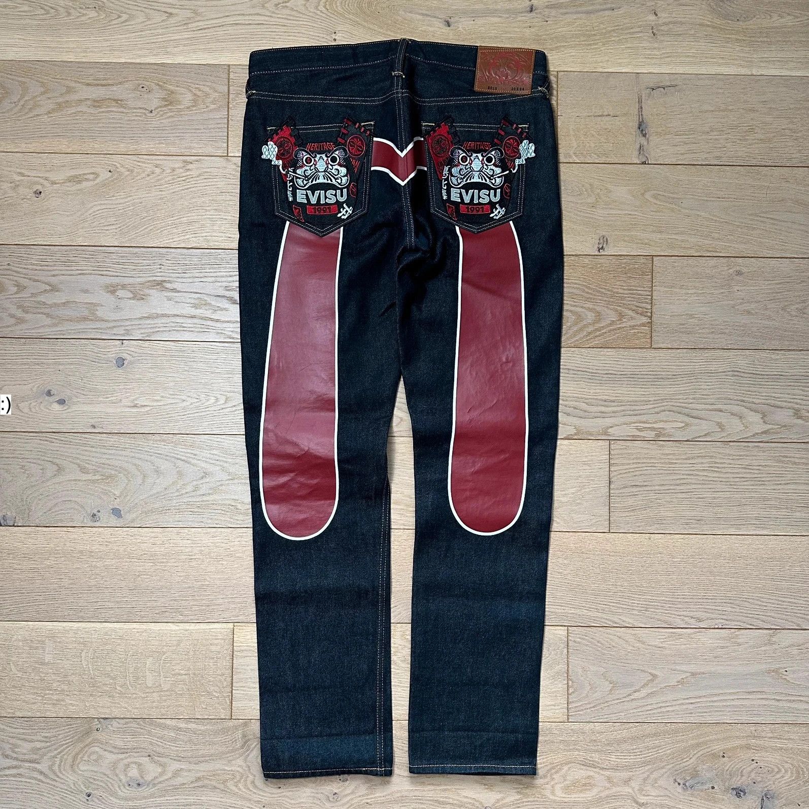 Evisu Jeans Baggy Evisu Daicock Embroidery Red Lot 2008 Size US 32 / EU 48 - 1 Thumbnail