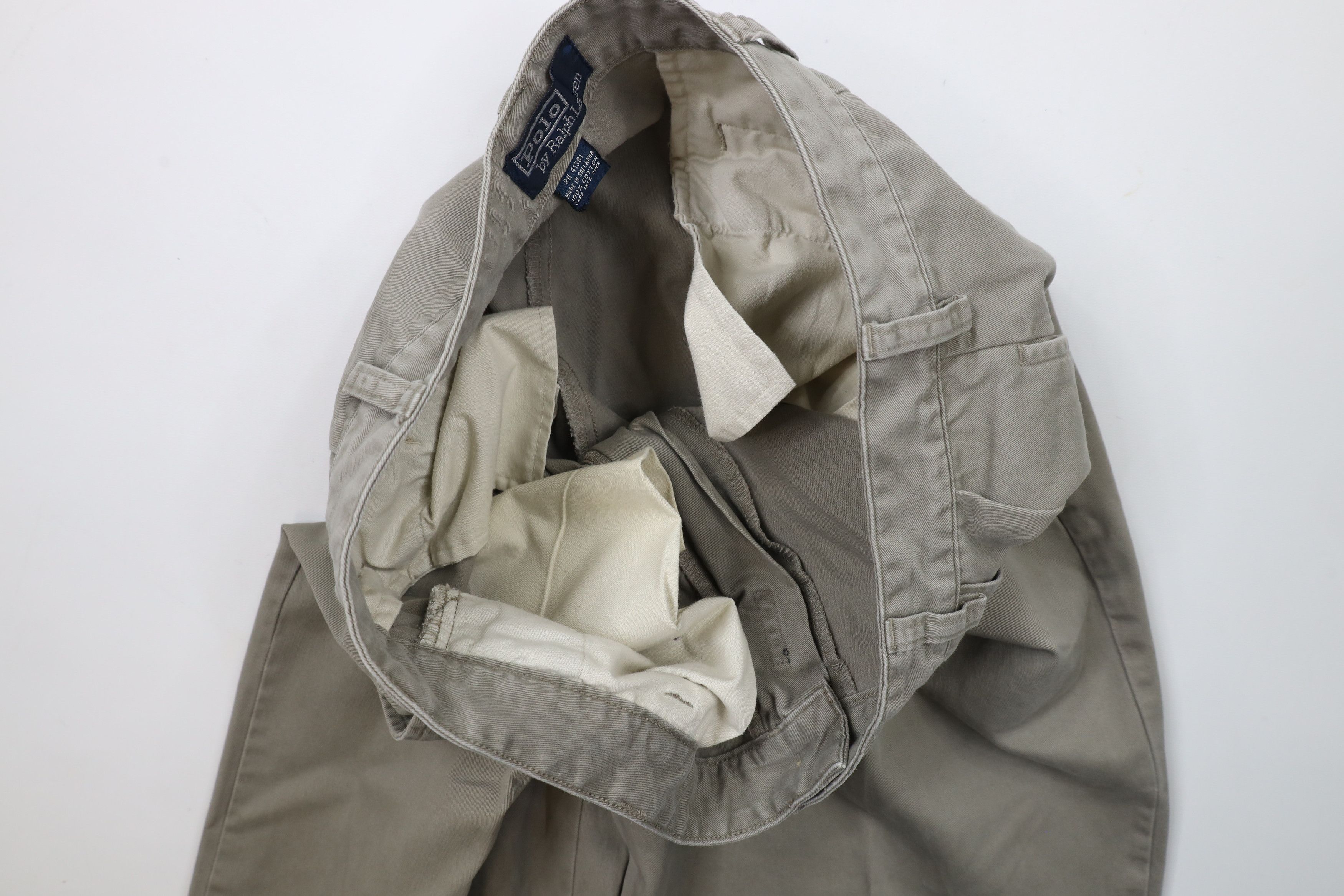 Ralph Lauren × Vintage Vintage 90s Ralph Lauren Wide Leg Chino Pants Green Gray Size US 34 / EU 50 - 9 Thumbnail
