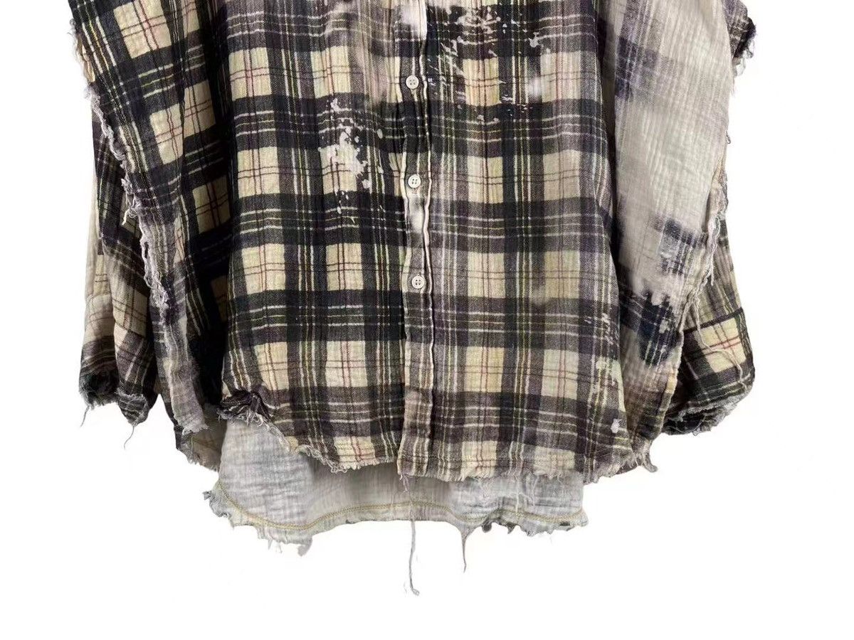 R13 R13 24SS Shredded Seam Bleached Plaid Oversize Flannel Shirt Size US S / EU 44-46 / 1 - 4 Thumbnail
