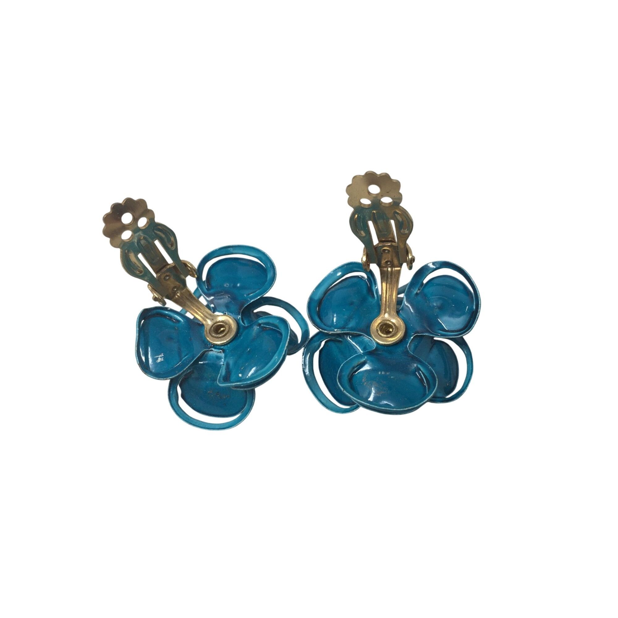 Other Women's Beautiful Gold Tone and Blue Flower Clip On Earrings Size ONE SIZE - 6 Thumbnail