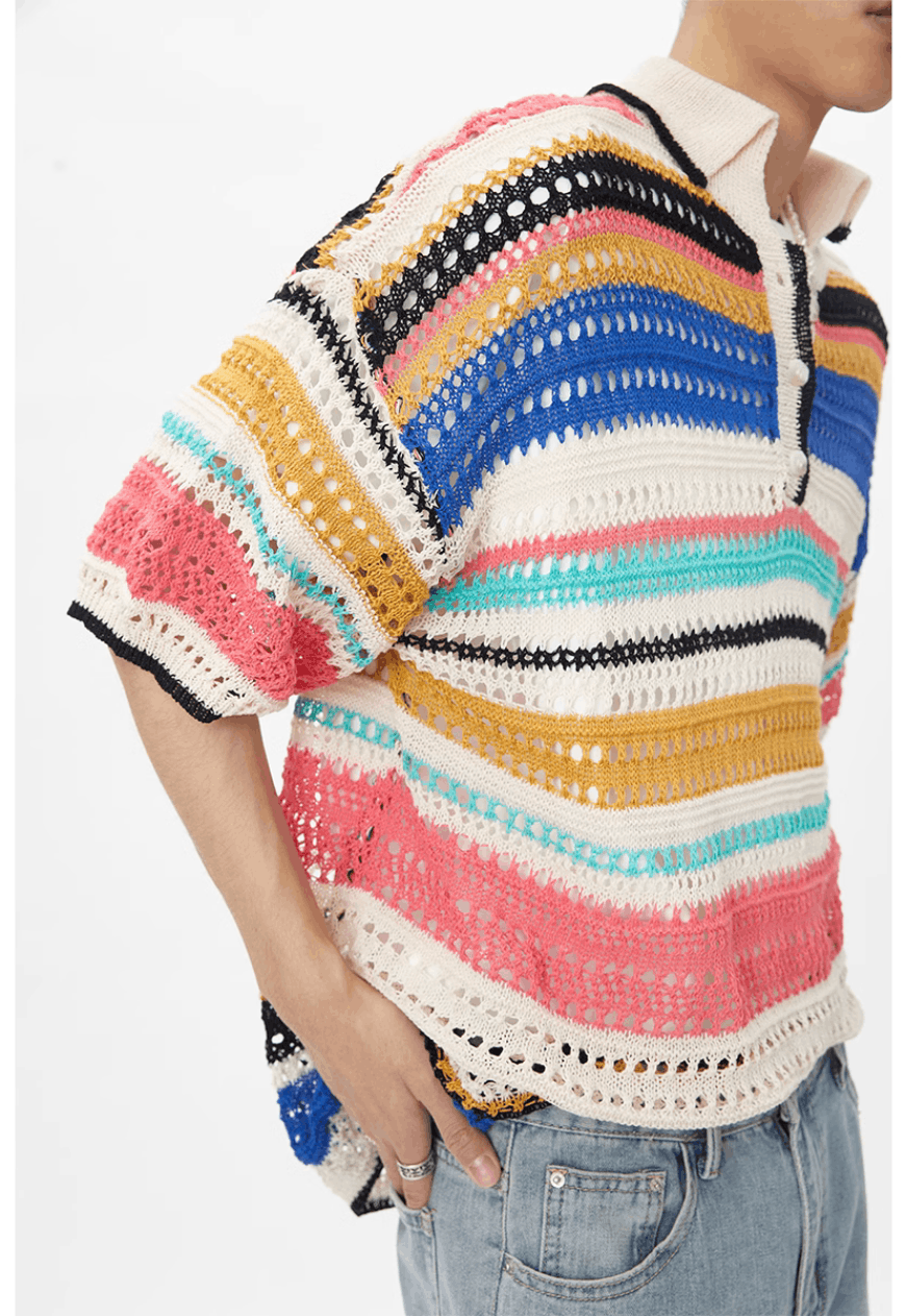 Other Men’s rainbow knit polo shirt Size US M / EU 48-50 / 2 - 1 Thumbnail