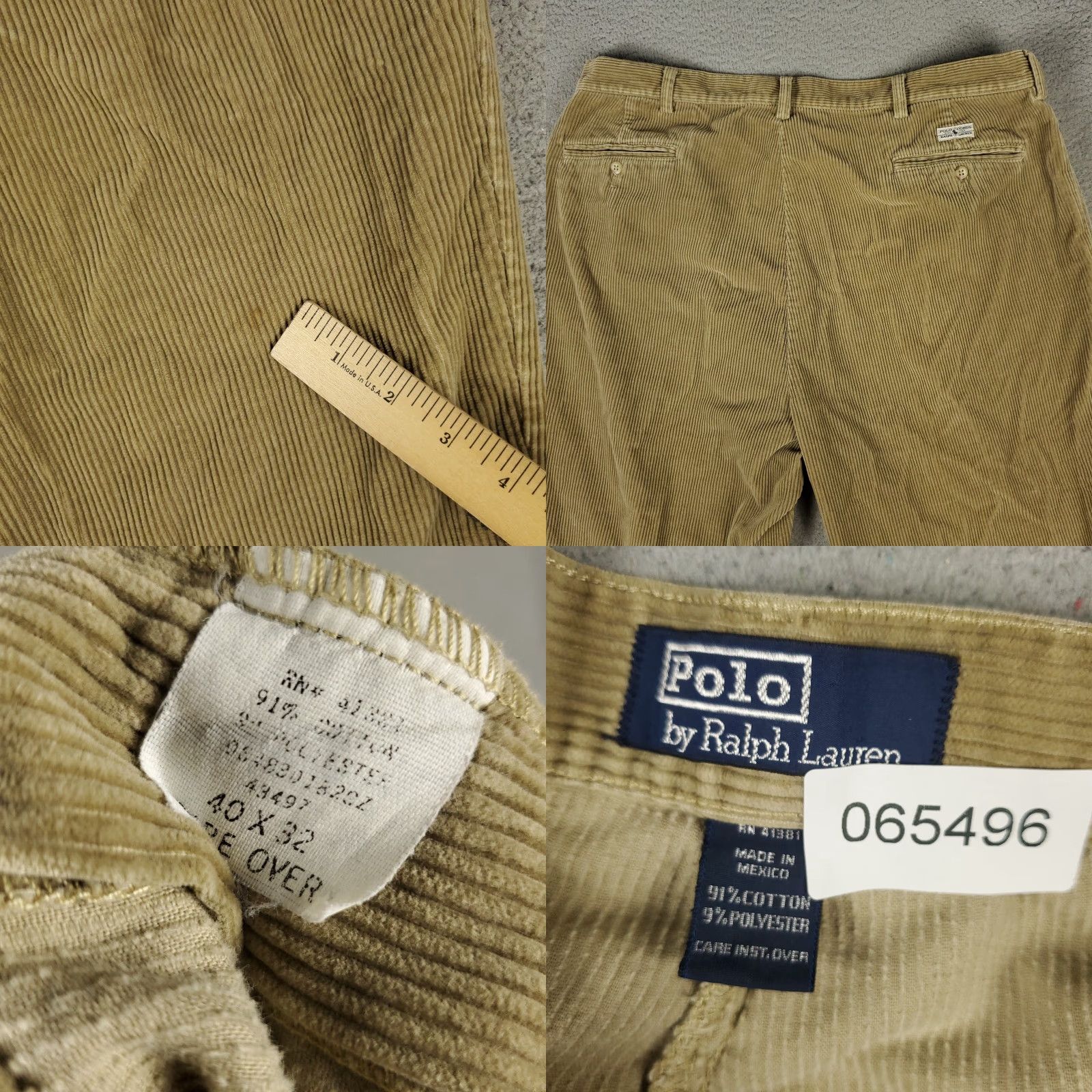 Ralph Lauren Ralph Lauren Pants Mens Regular 40x30 Beige Corduroy Straight Pleated Pocket Size US 40 / EU 56 - 8 Thumbnail