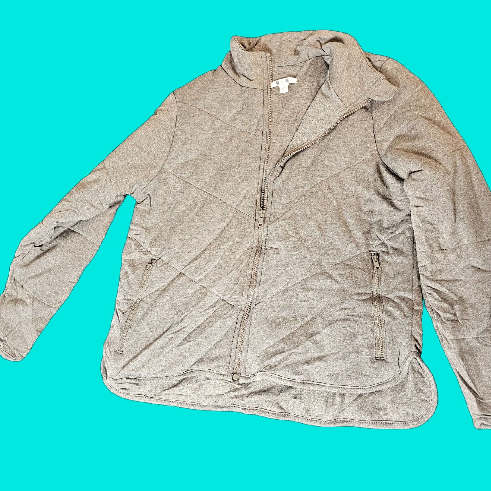 Vintage Three Dots Jacket Womens M Heather Gray Quilted Full Zip Pockets Size M / US 6-8 / IT 42-44 - 1 Thumbnail