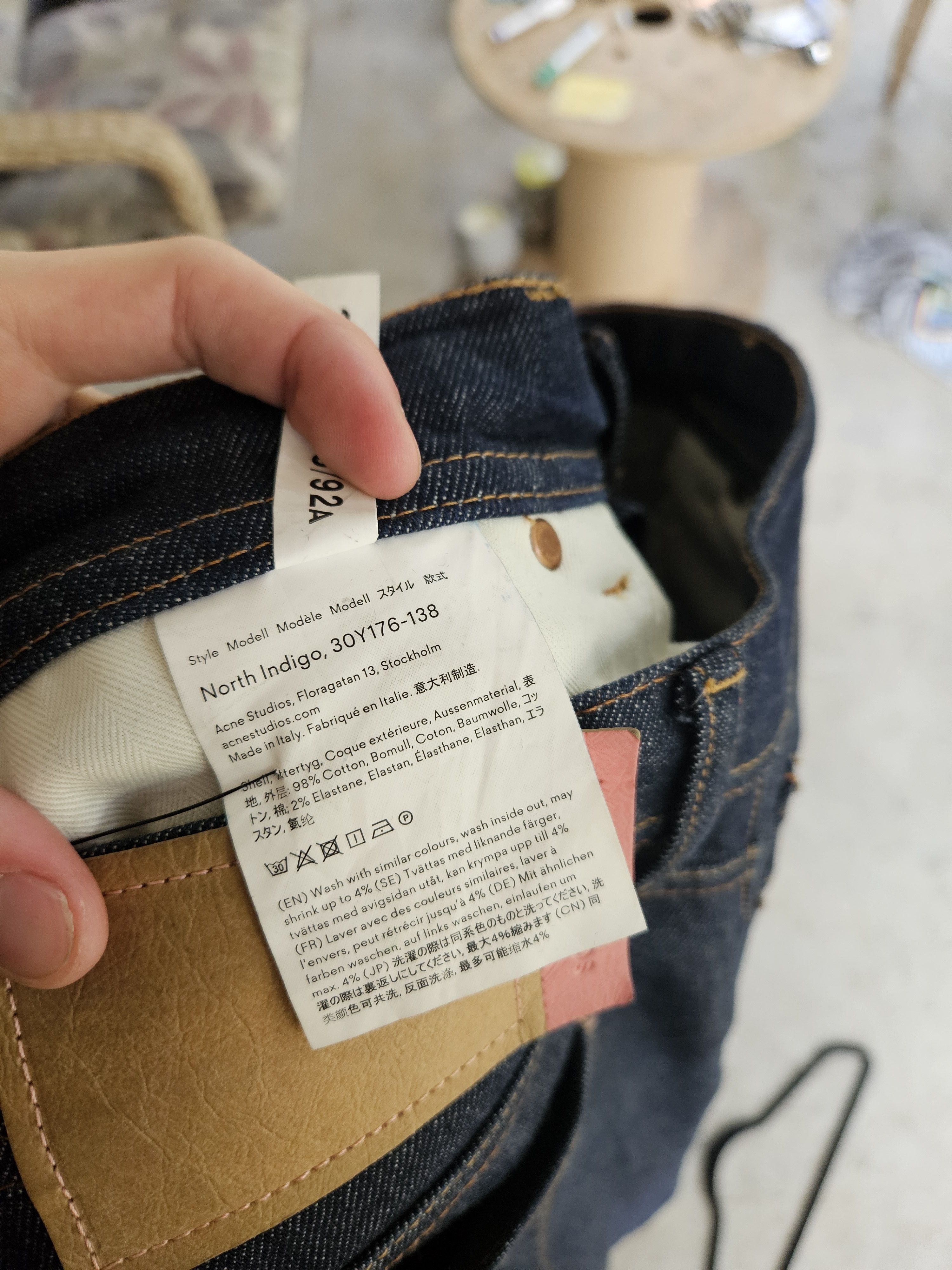 Acne Studios Blå Konst North Indigo Back Patch Dark Blue Denim Jeans Size US 34 / EU 50 - 11 Thumbnail