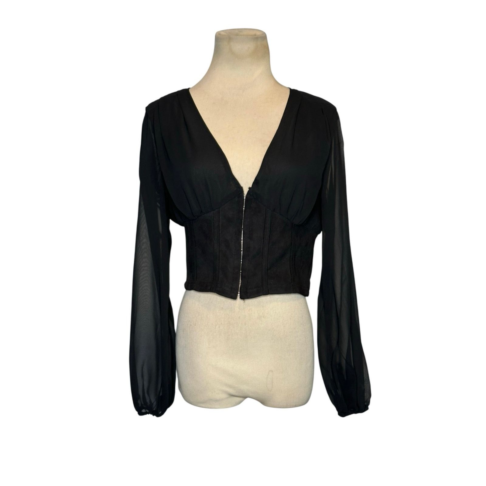 Shein Shein black semi sheer long sleeves blouse size Small Size S / US 4 / IT 40 - 9 Thumbnail