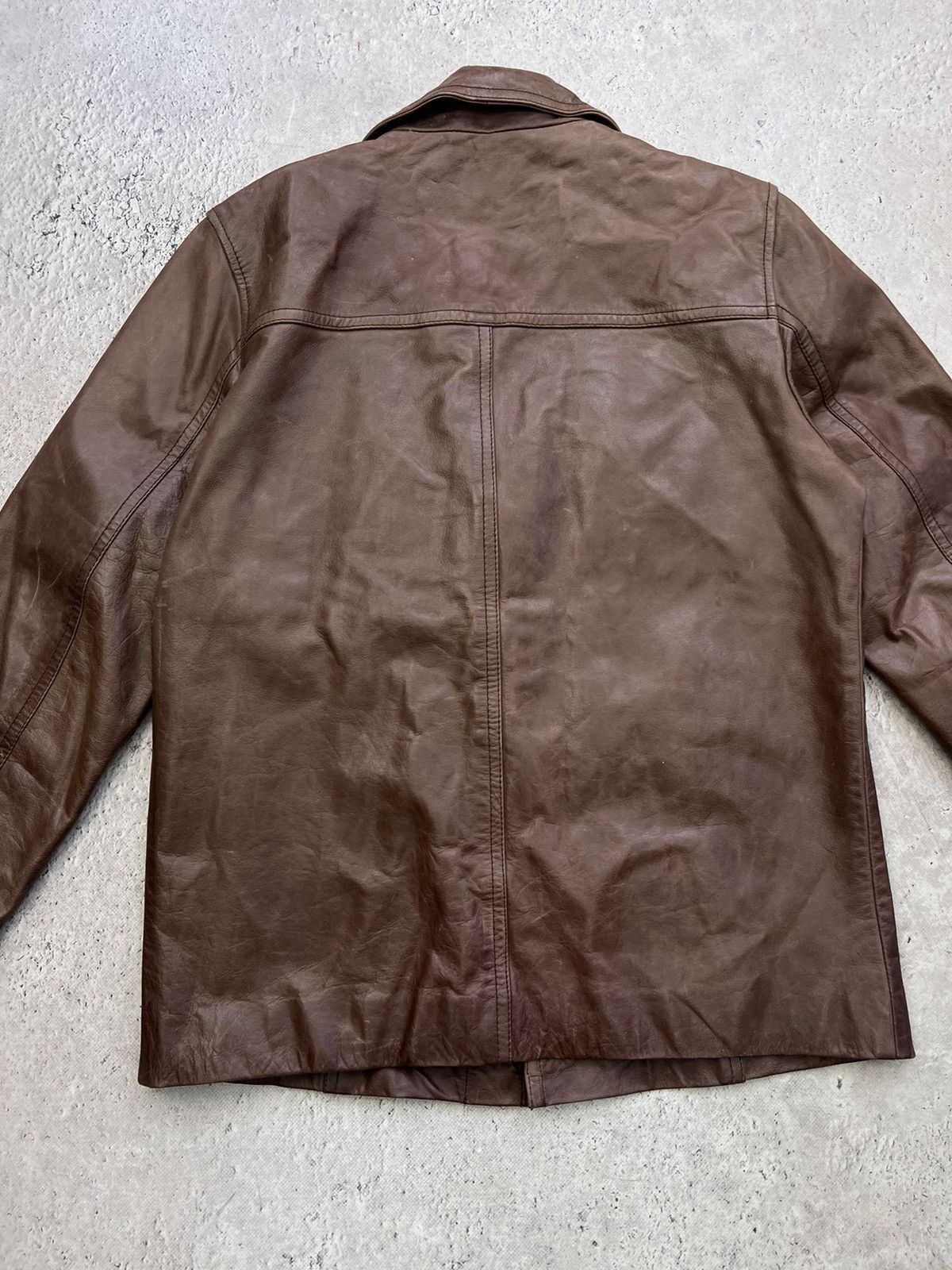 Vintage BLAZER Avant Garde Leather BROWN Jacket DISTRESSED Size US M / EU 48-50 / 2 - 14 Thumbnail
