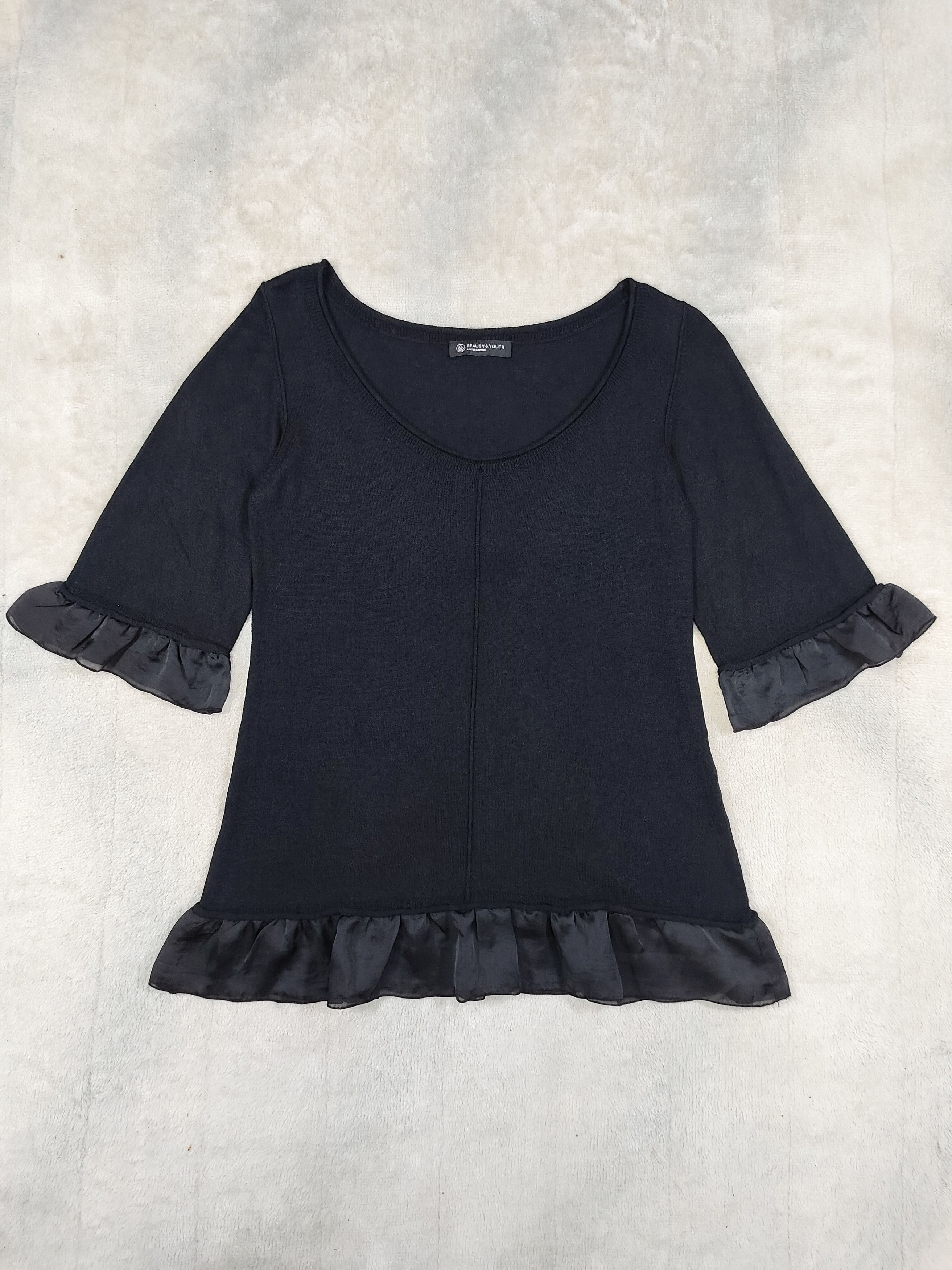 BEAUTY&YOUTH Beauty & Youth- Gothic Minimal Frill Knit Top Fairy Grunge Size M / US 6-8 / IT 42-44 - 5 Thumbnail