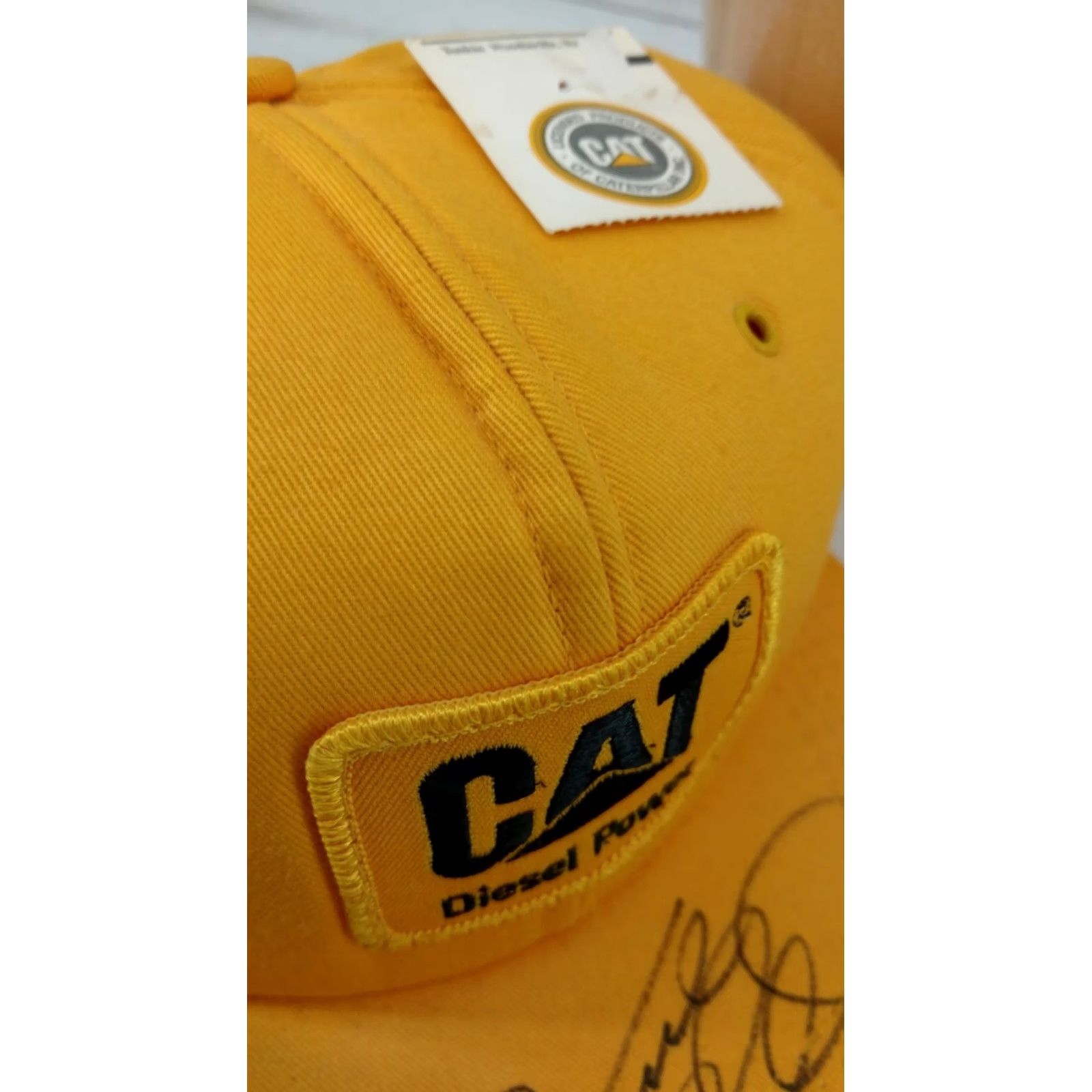 Vintage VINTAGE Tonkin USA Trucker Hat Yellow Cat Diesel Power Patch Vince Gill Signed Men Adjust. Size Adjustable. Size ONE SIZE - 3 Thumbnail
