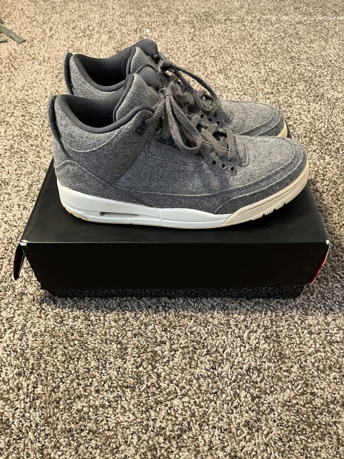 image of Jordan Brand 3 “Wool” Shoes in Grey, Men's (Size 11)