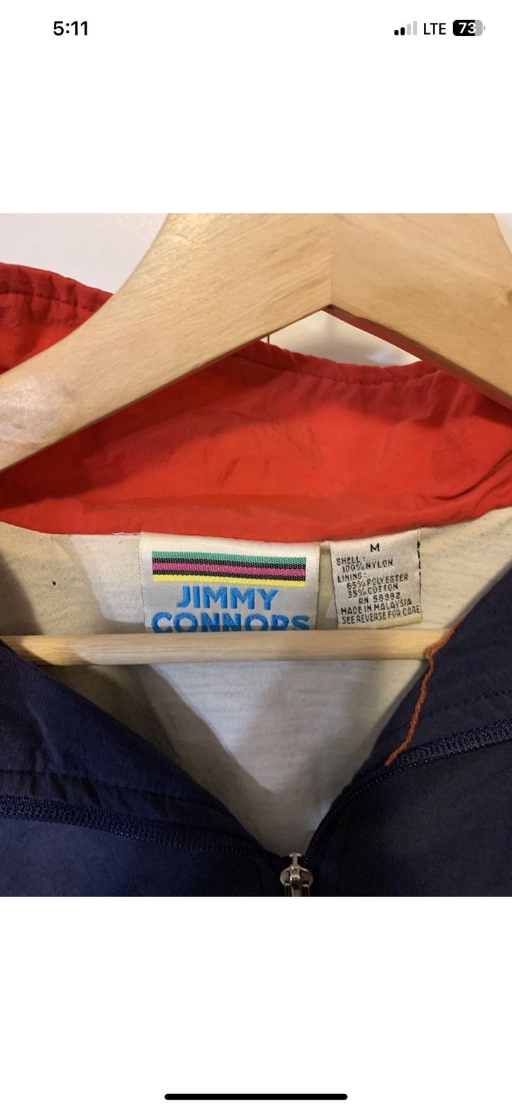 Other Jimmy Connors mens sz M windbreaker jacket blue red white Size US M / EU 48-50 / 2 - 2 Thumbnail