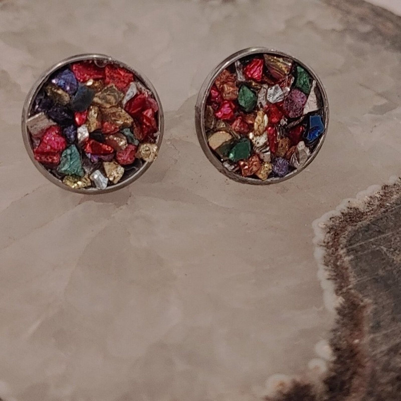 Other Crushed Mineral Stud Earrings Size ONE SIZE - 3 Thumbnail
