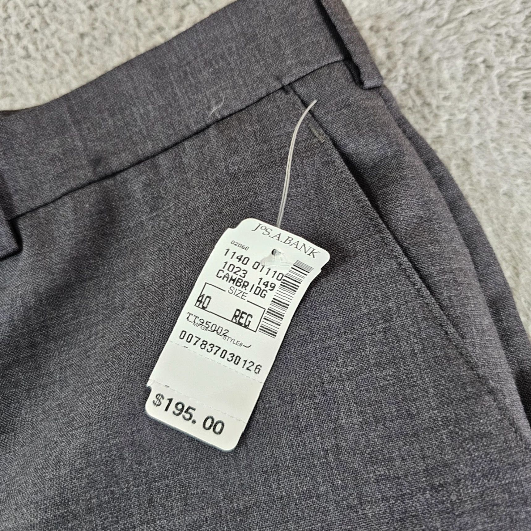 Jos. A. Bank Jos A Bank Pants Mens 40 Gray Traveler's Collection Wool Tailored Fit Unhemmed Size US 40 / EU 56 - 3 Thumbnail