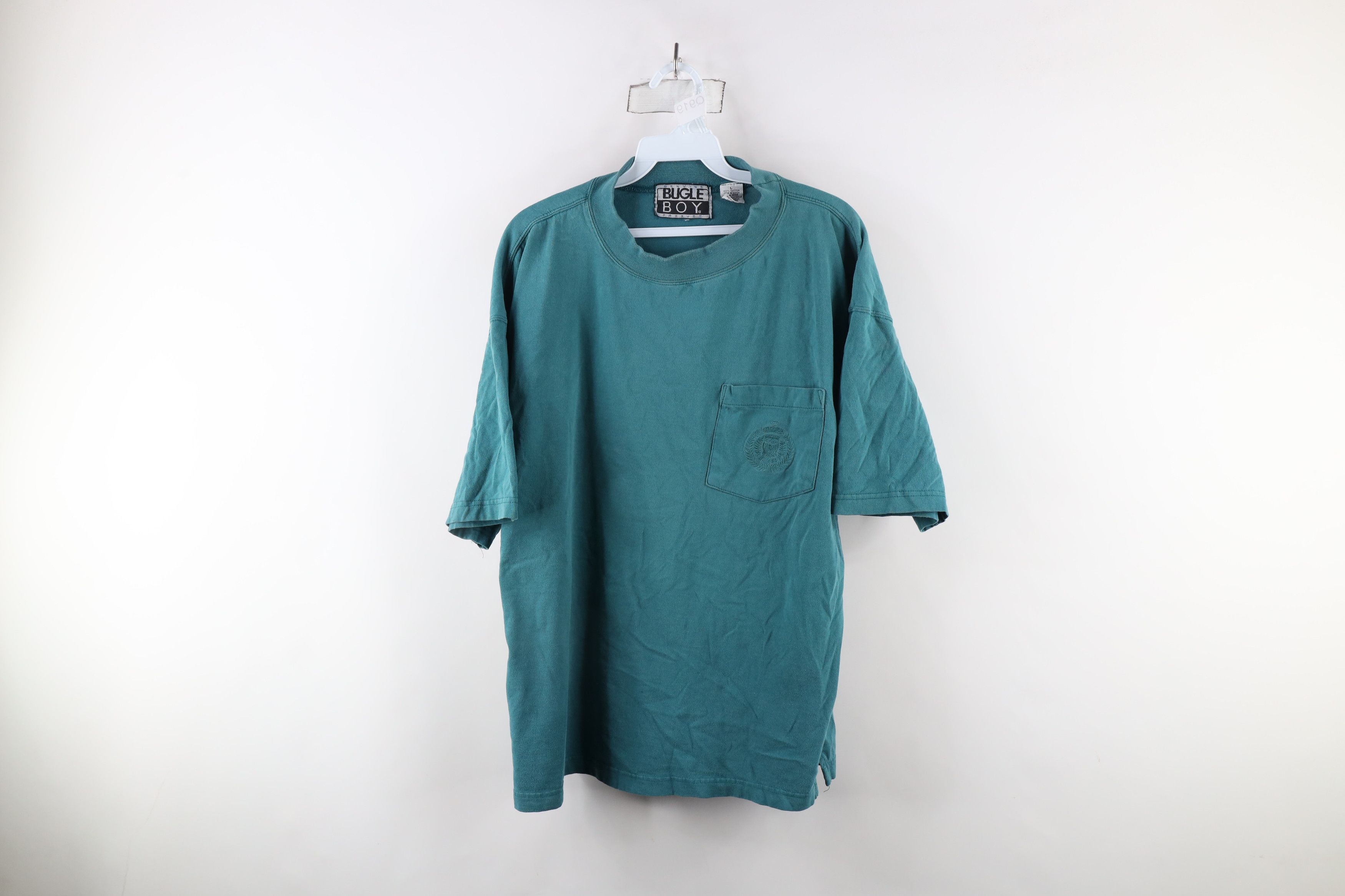 Vintage Vintage 90s Bugle Boy Baggy Fit Pocket T-Shirt Teal Cotton Size US L / EU 52-54 / 3 - 1 Thumbnail