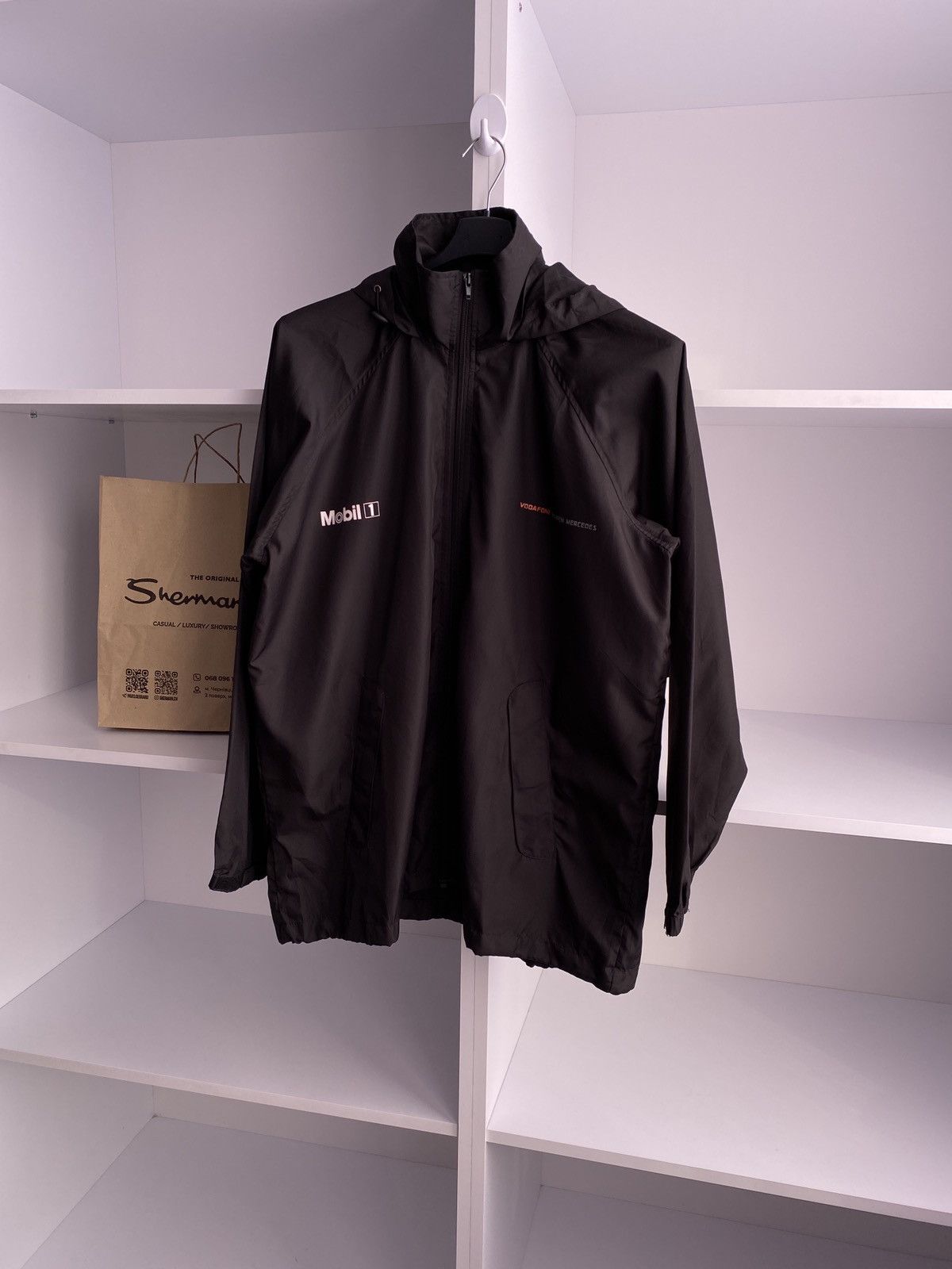 Vintage Vodafone McLaren Mercedes F1 Mobil 1 Black Rain Jacket Size US XL / EU 56 / 4 - 3 Thumbnail