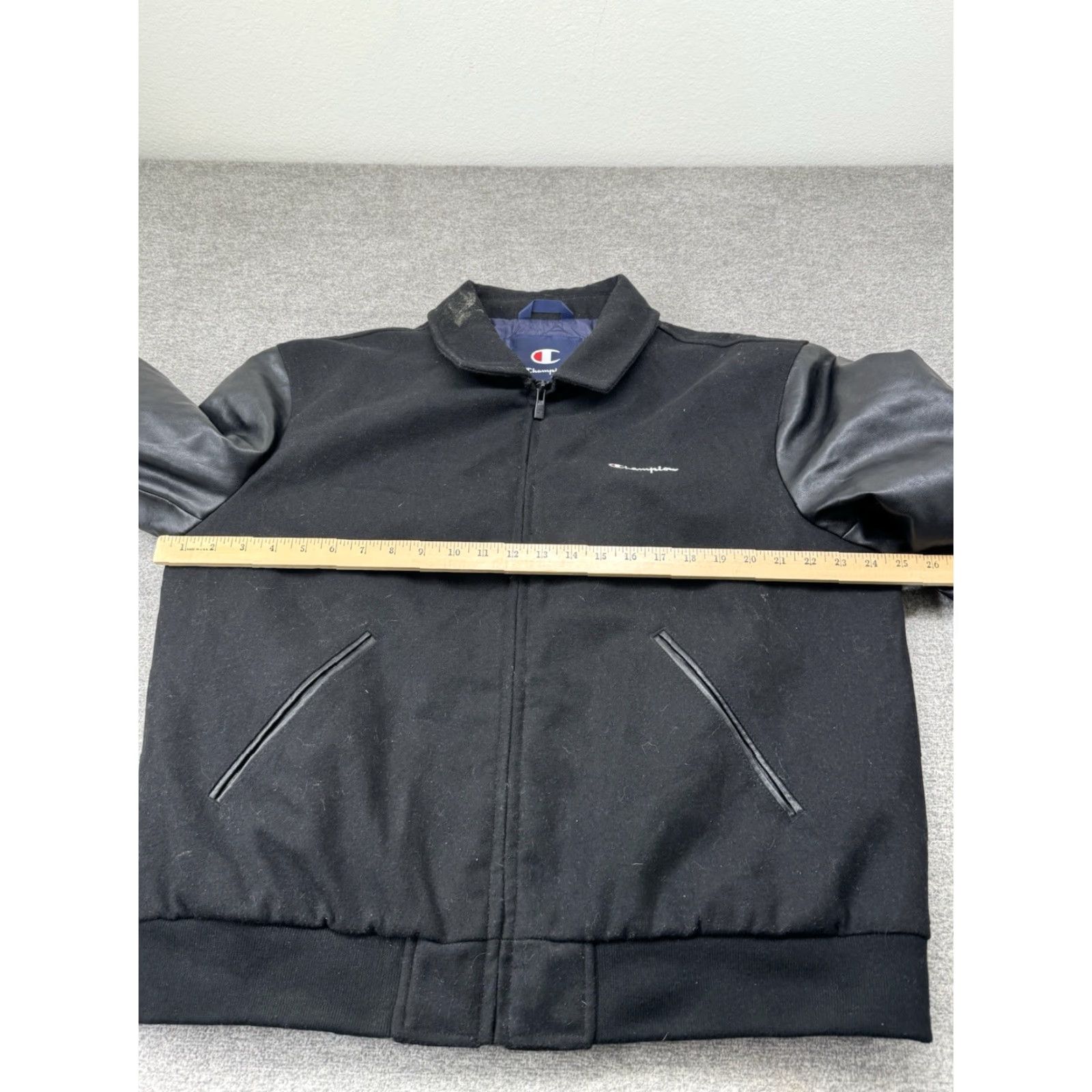 Champion VINTAGE Champion Wool Leather Jacket Black Men’s Large Quilt Lined Full Zip Jacket Size US L / EU 52-54 / 3 - 7 Thumbnail